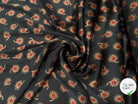 CREPON PLISSÉ FOND NOIR FLEURS ROUGE ET JAUNE - My Little Coupon