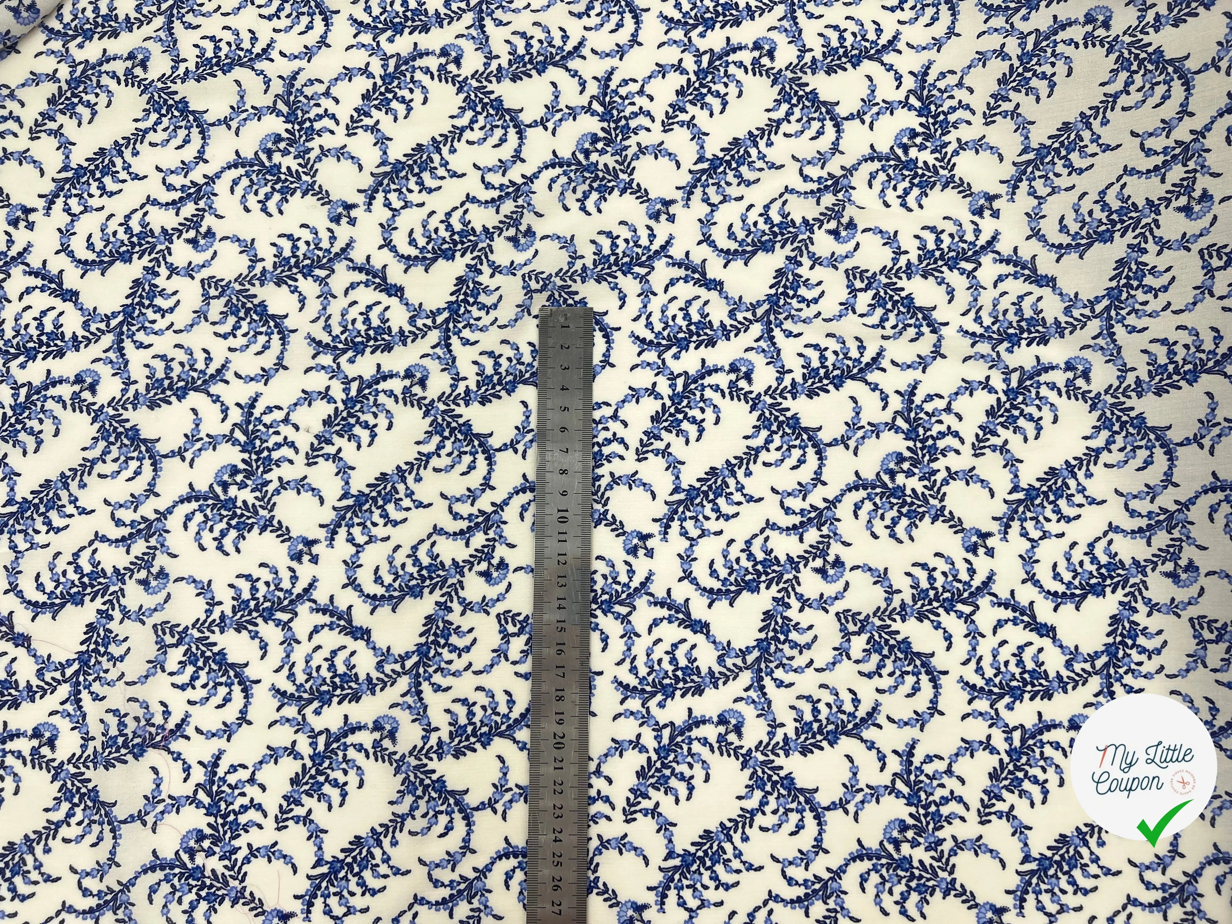 CRÊPON VISCOSE IMPRIMÉ FLORA PROVENZA BLEU MSO