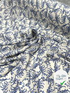 CRÊPON VISCOSE IMPRIMÉ FLORA PROVENZA BLEU MSO
