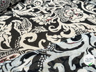 CRÉPONS POLY POST CONSUMERS RECYCLED FOND NOIR FLEURS BLANC DÉTAILS DORÉS - My Little Coupon