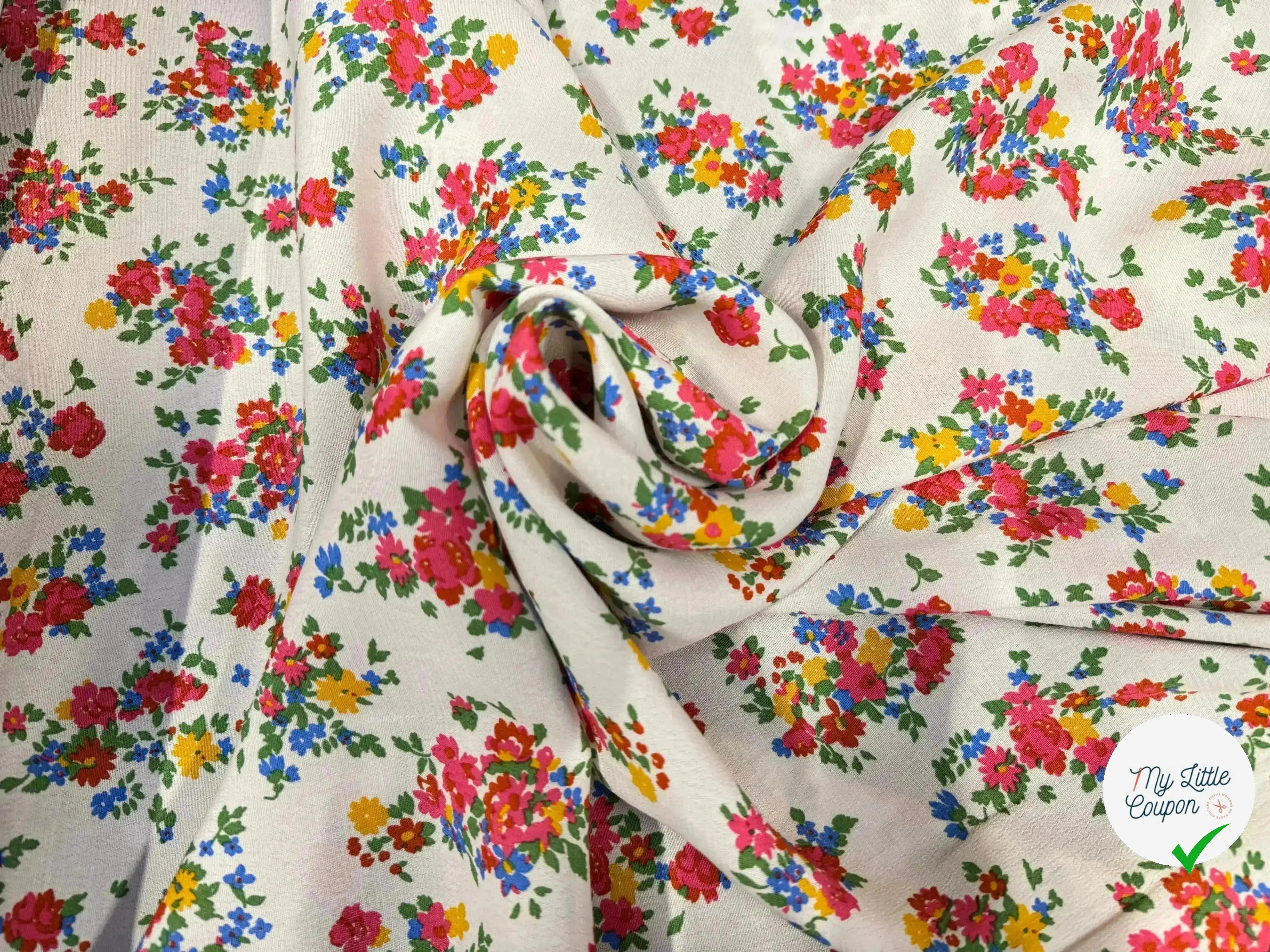 CRÊPE VISCOSE IMPRIMÉE BLANC JARDIN SECRET - My Little Coupon