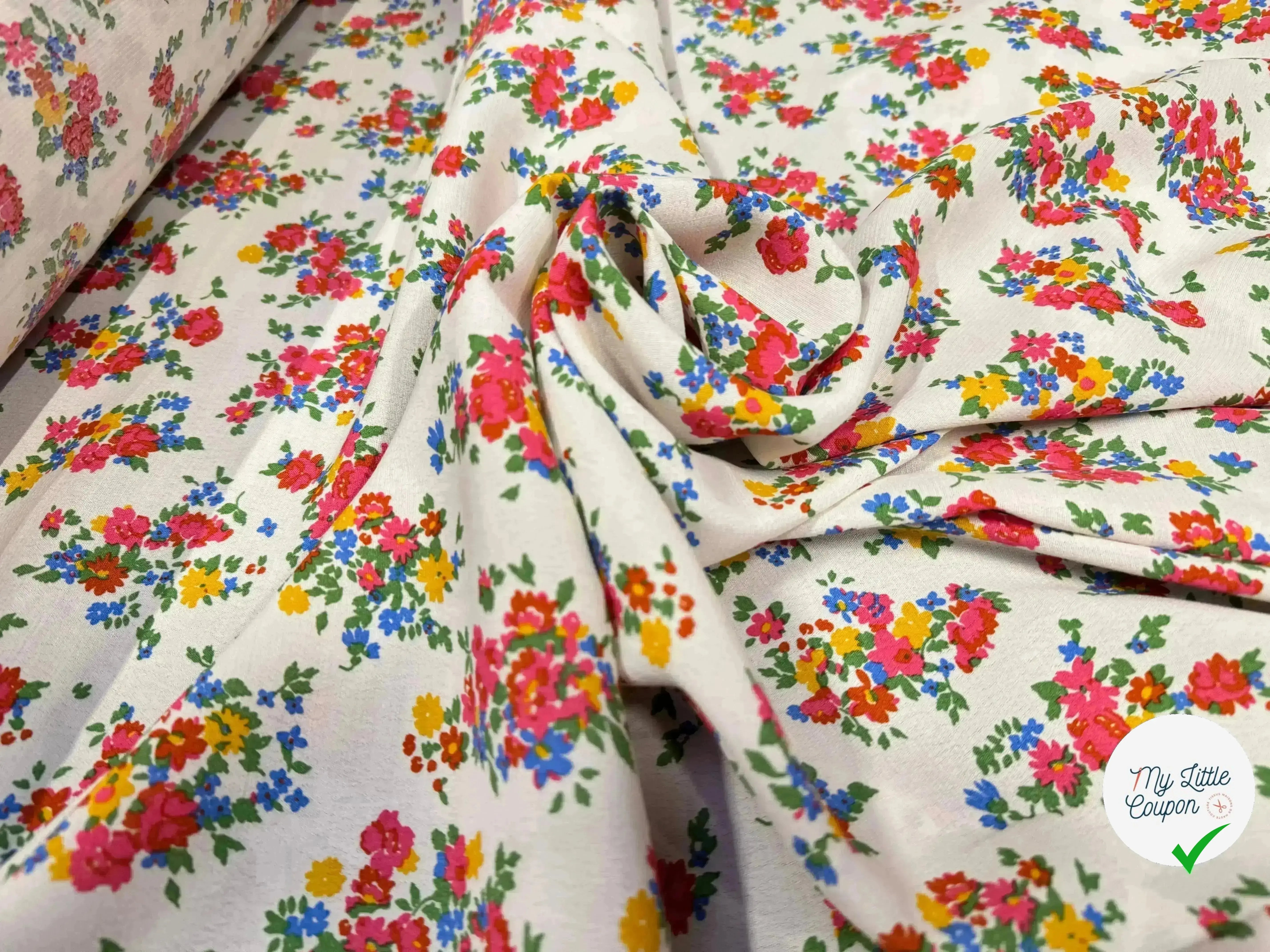 CRÊPE VISCOSE IMPRIMÉE BLANC JARDIN SECRET - My Little Coupon