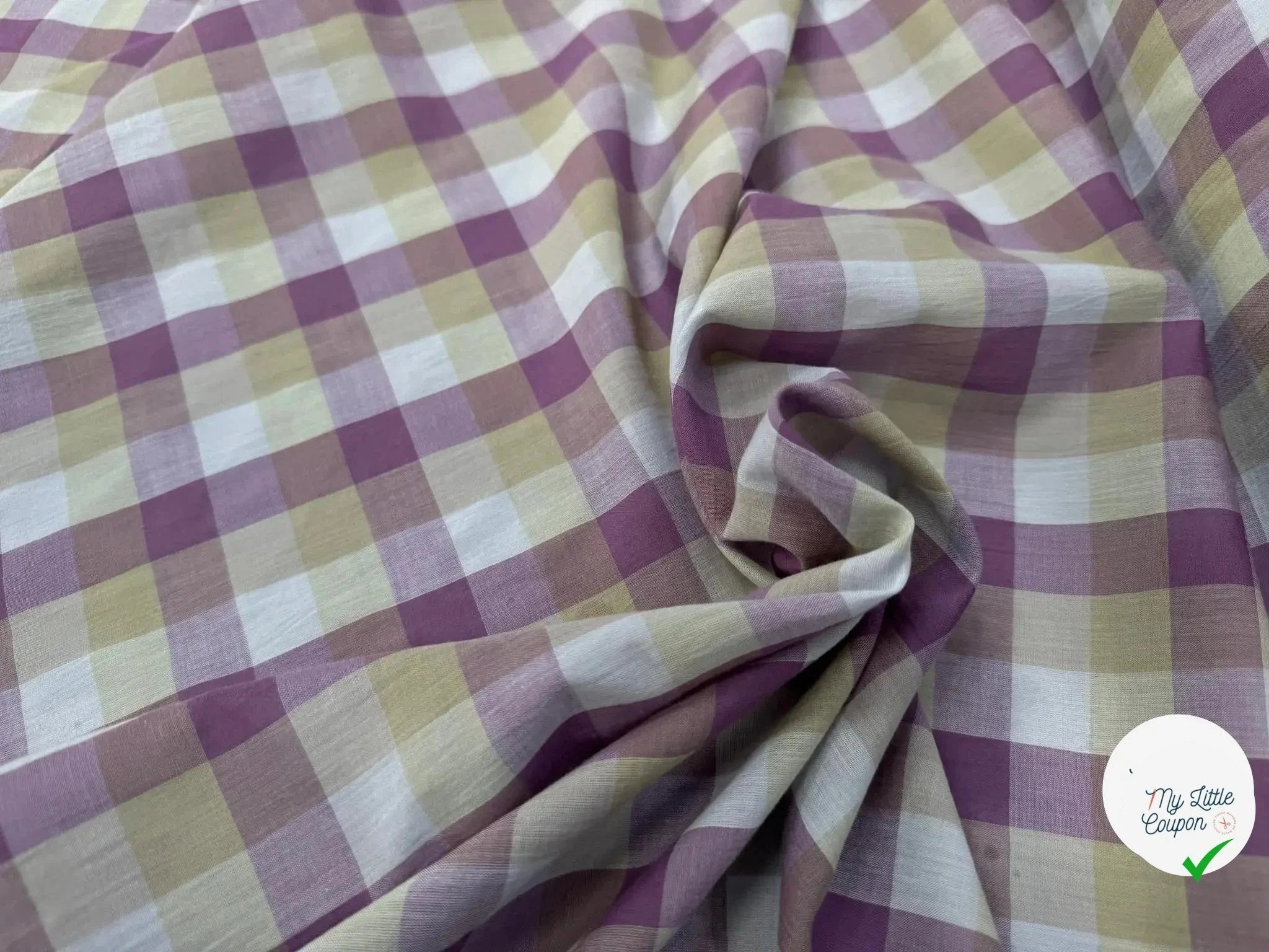 BATISTE DE COTON TISSÉ TEINT À CARREAUX VIOLET - My Little Coupon