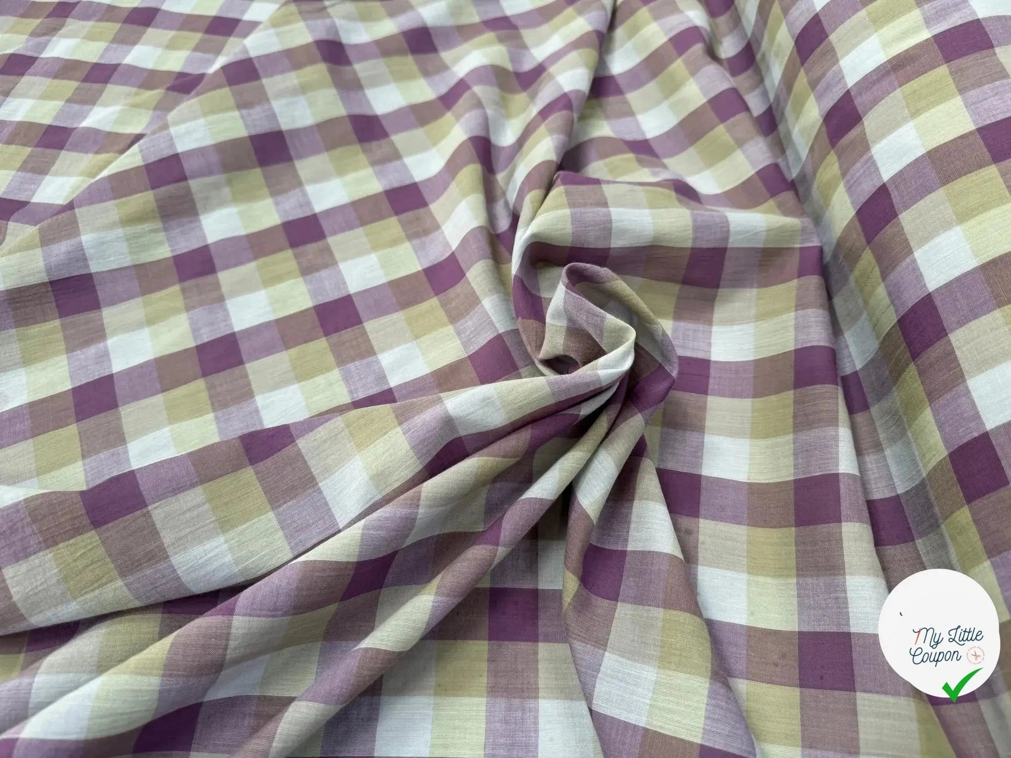 BATISTE DE COTON TISSÉ TEINT À CARREAUX VIOLET - My Little Coupon