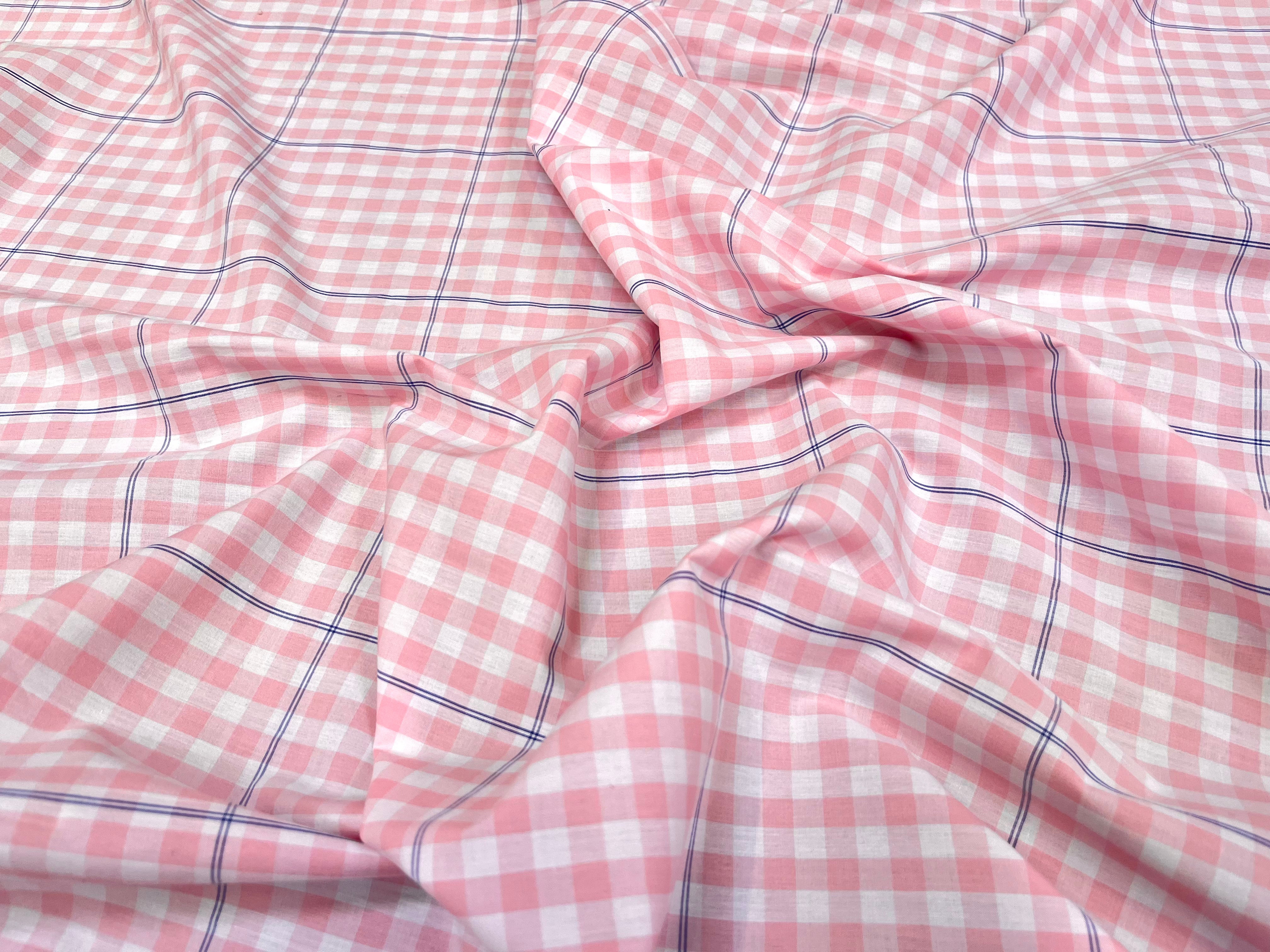 COTON CHEMISE VICHY ROSE CARREAUX BLEU - My Little Coupon