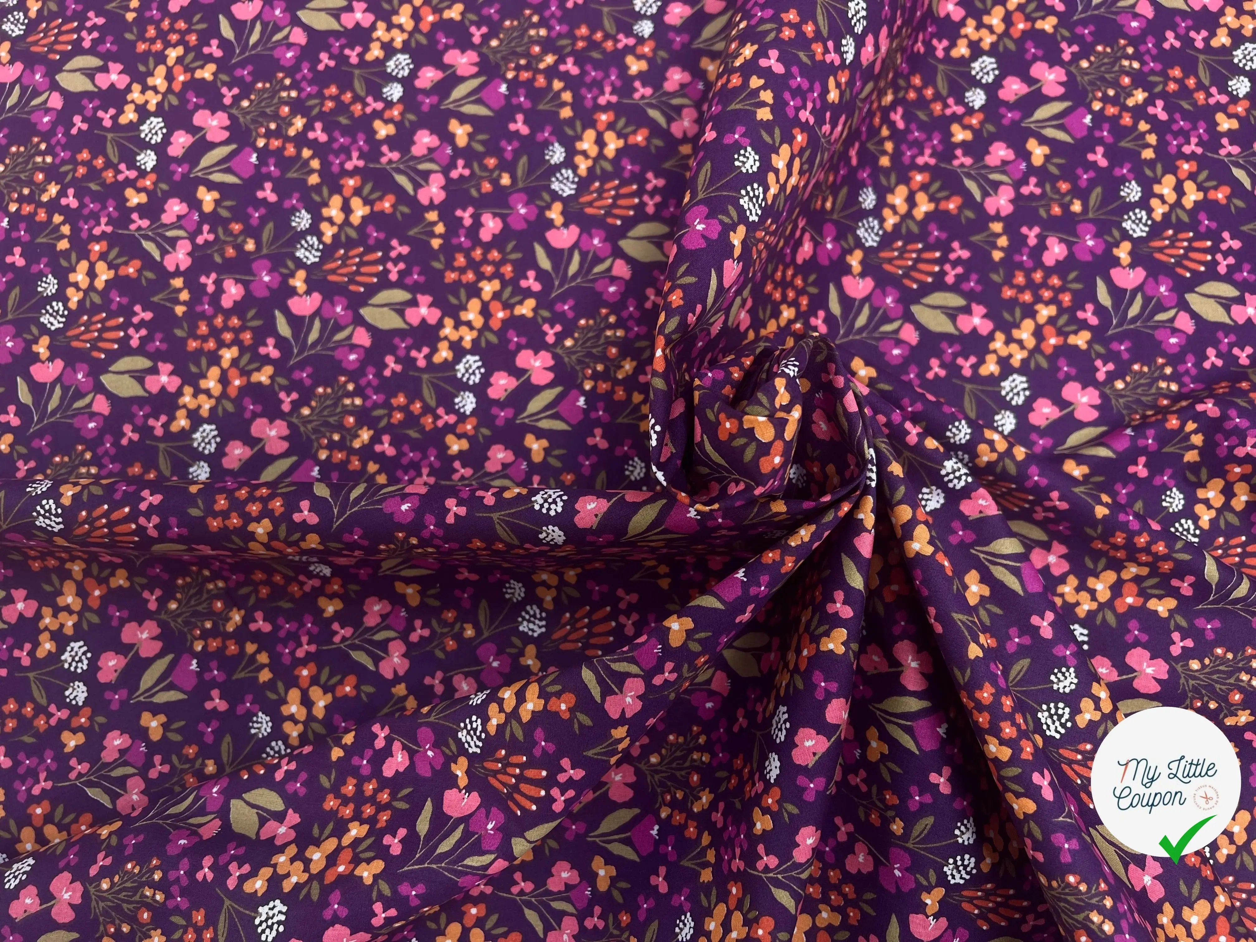 COTON IMPRIMÉ BIBURY VIOLET / JAUNE BIBURFJBE37ARL - My Little Coupon