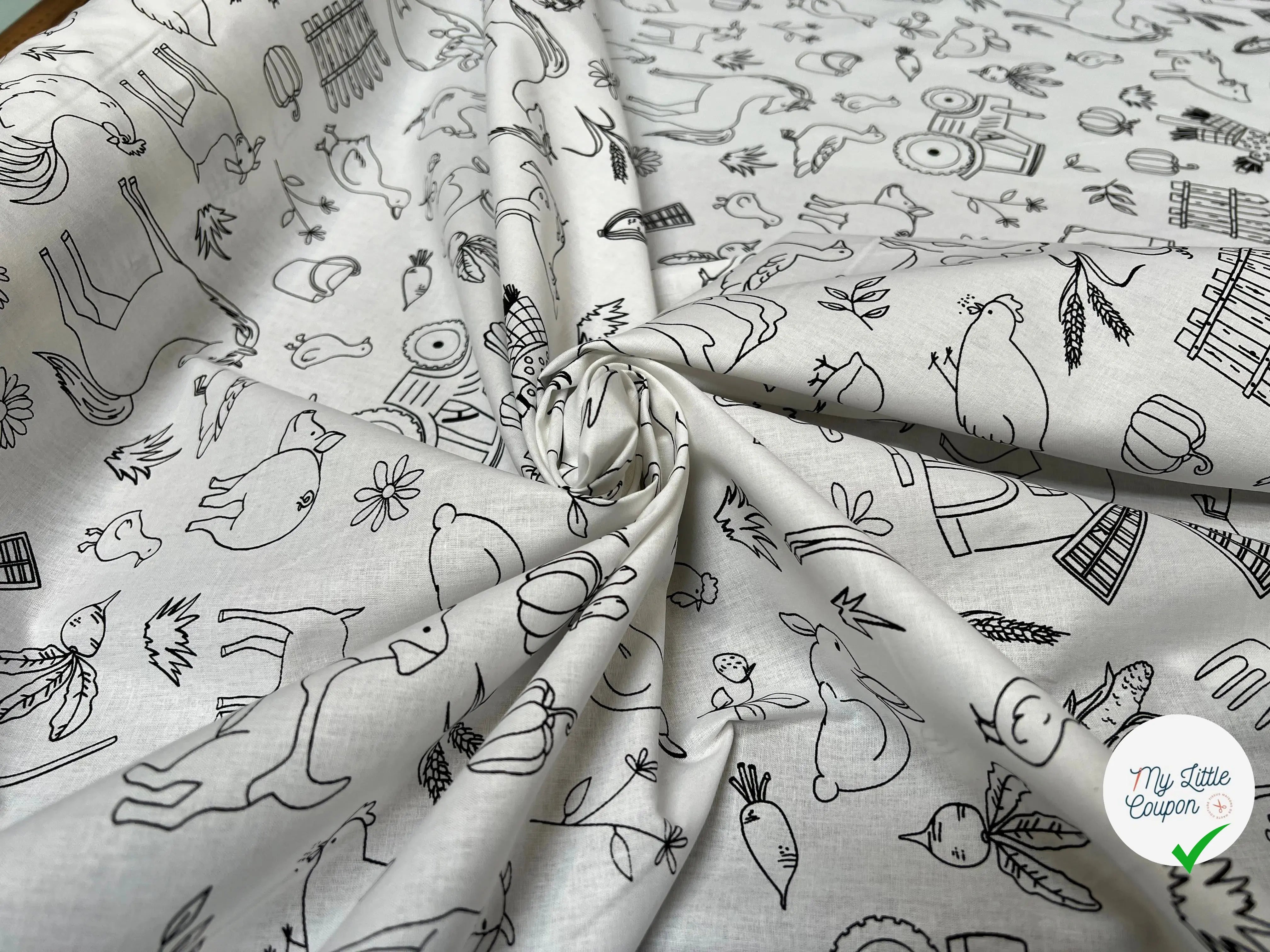 COTONNADE FARMER BLANC / NOIR 1B D1X 150 - My Little Coupon