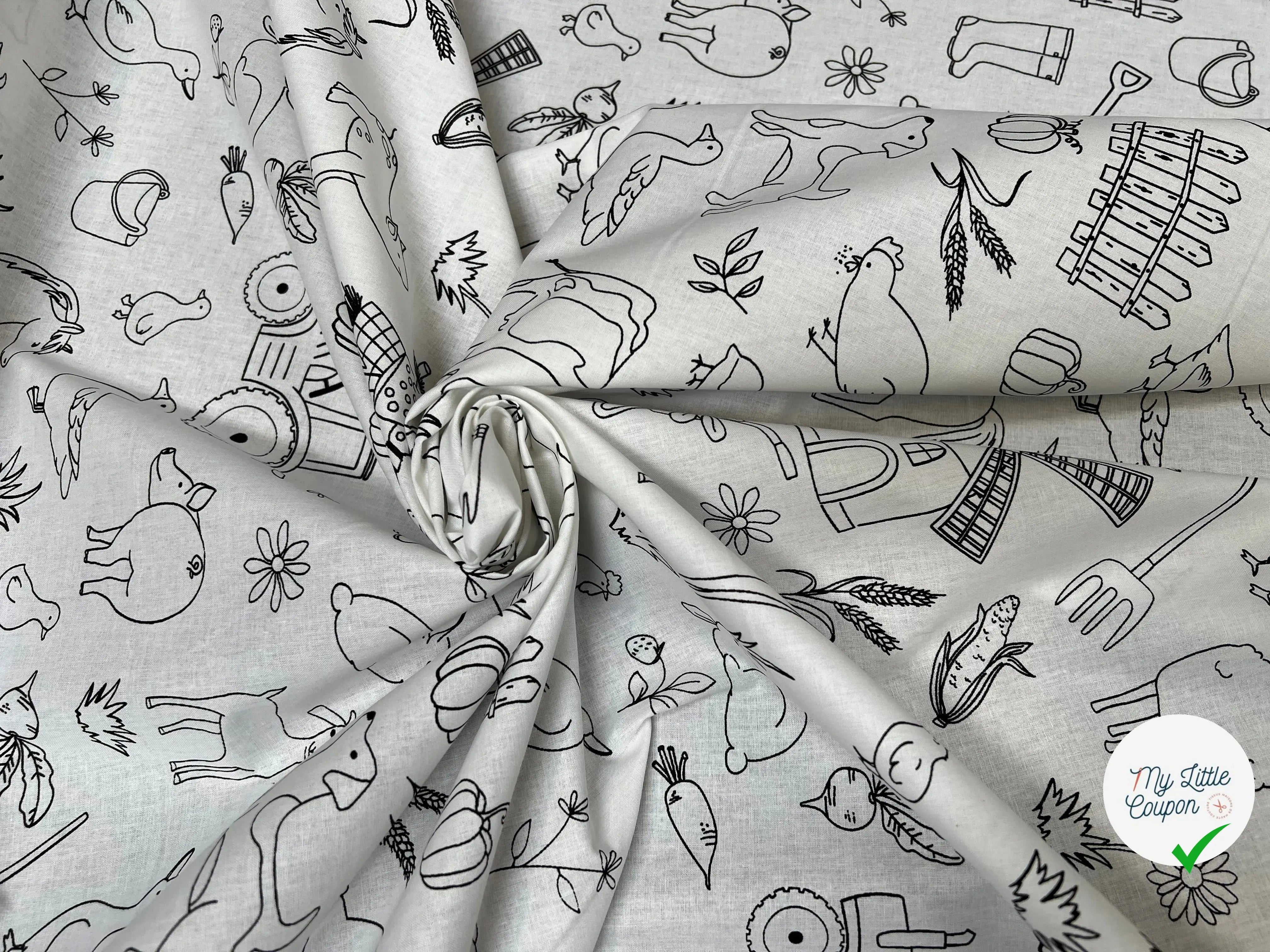 COTONNADE FARMER BLANC / NOIR 1B D1X 150 - My Little Coupon