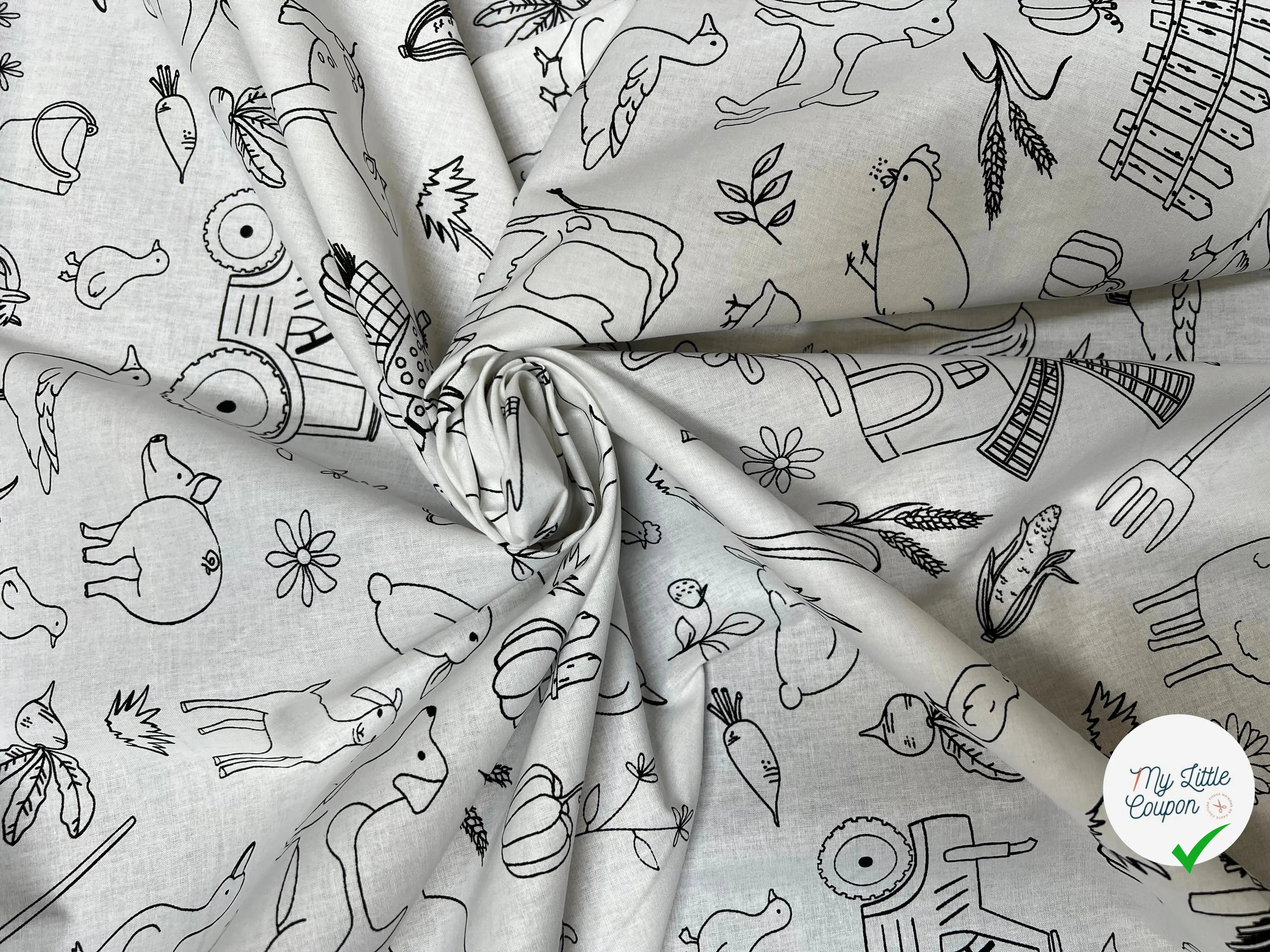 COTONNADE FARMER BLANC / NOIR 1B D1X 150 - My Little Coupon