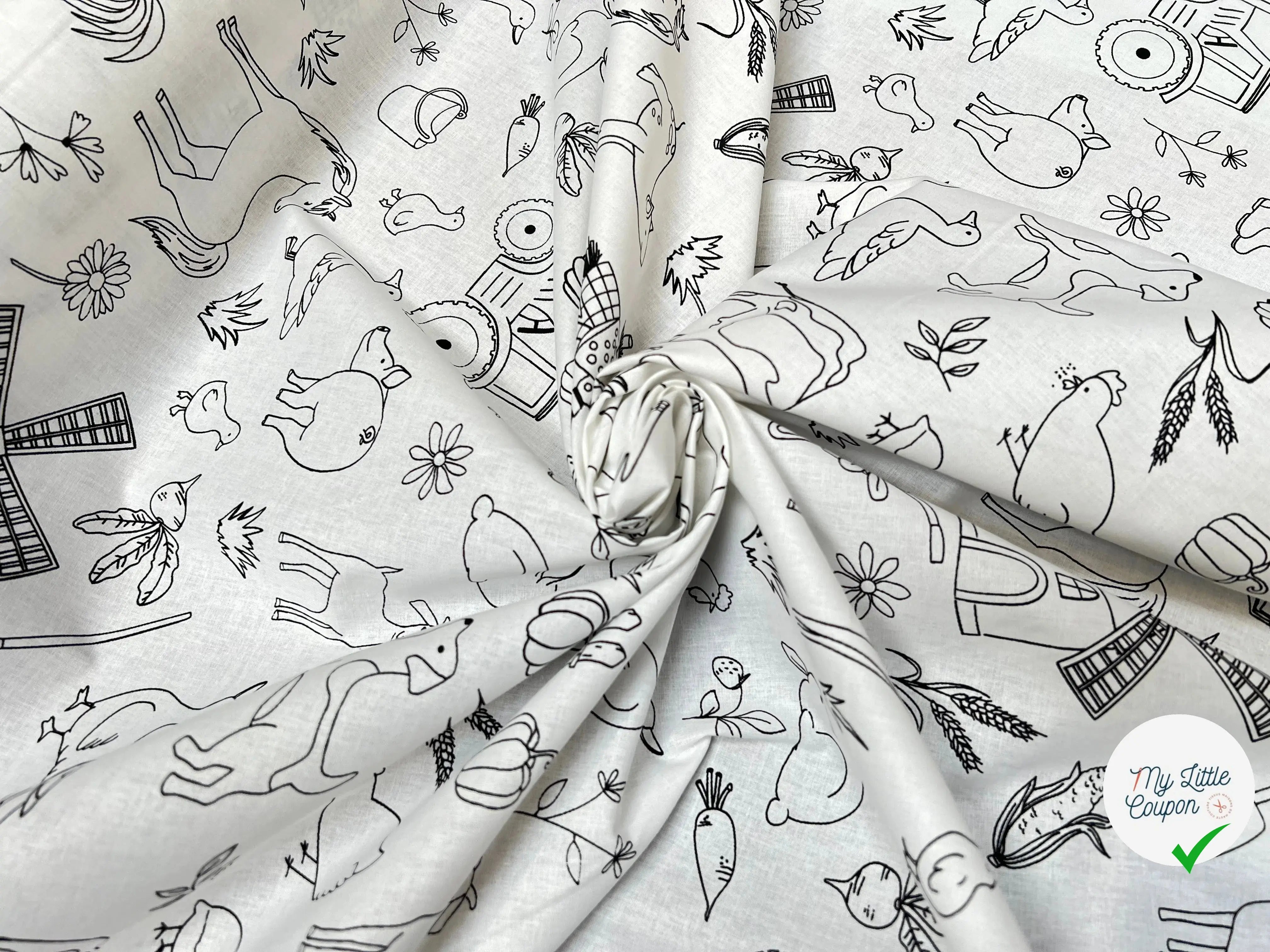 COTONNADE FARMER BLANC / NOIR 1B D1X 150 - My Little Coupon