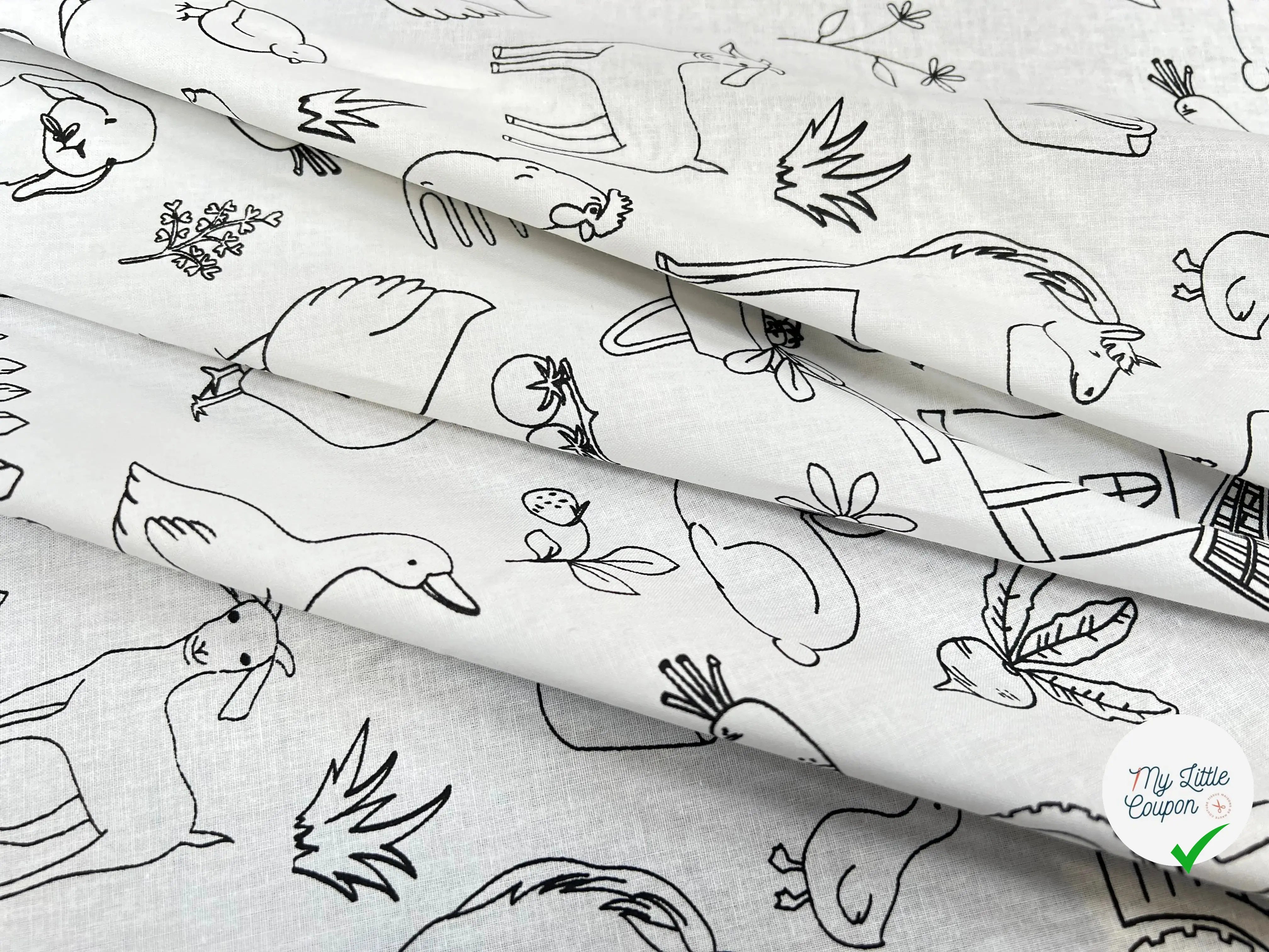 COTONNADE FARMER BLANC / NOIR 1B D1X 150 - My Little Coupon