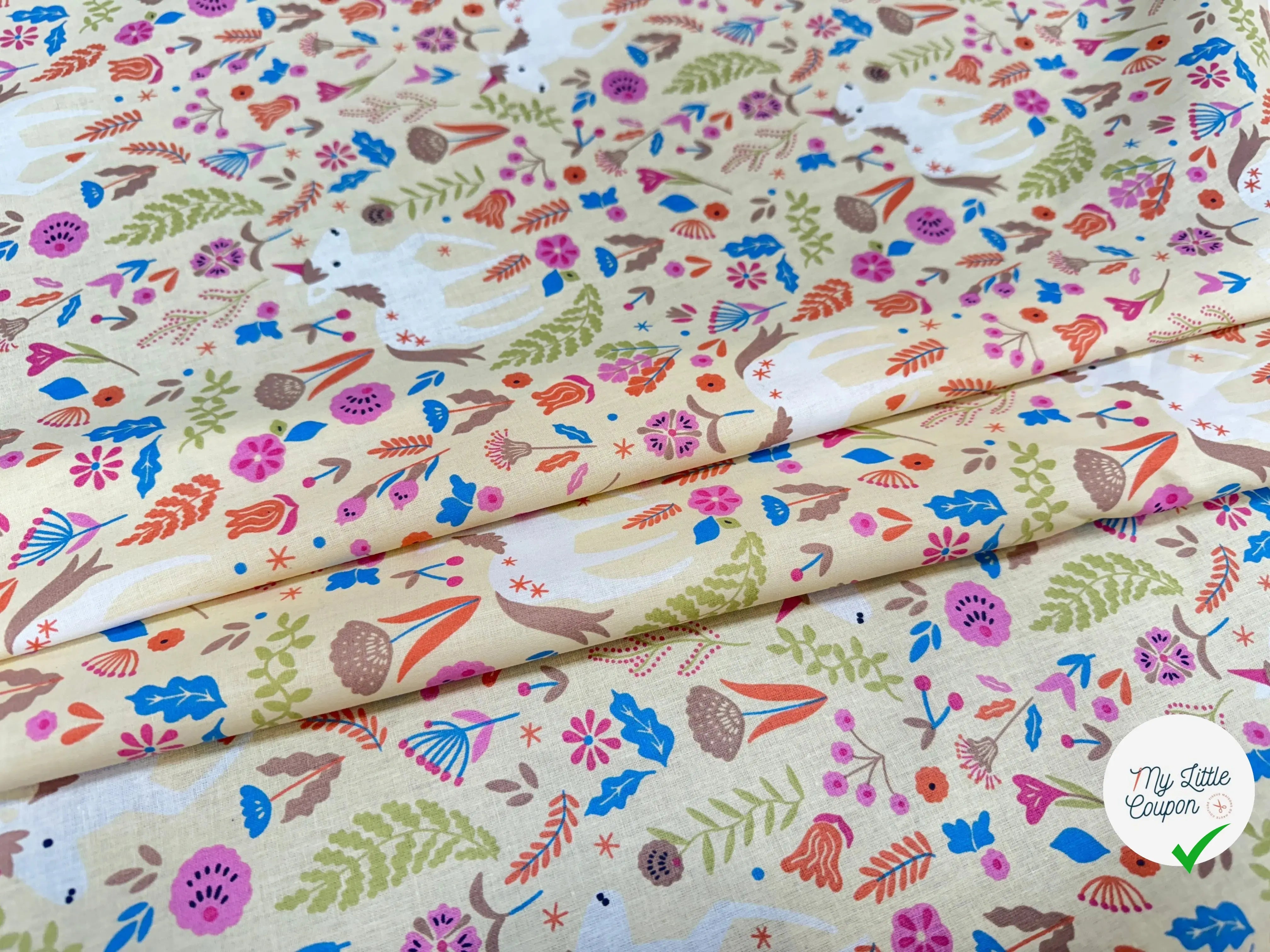 COTONNADE JOLICORN JAUNE / ROSE 2B D7PAP 150 - My Little Coupon