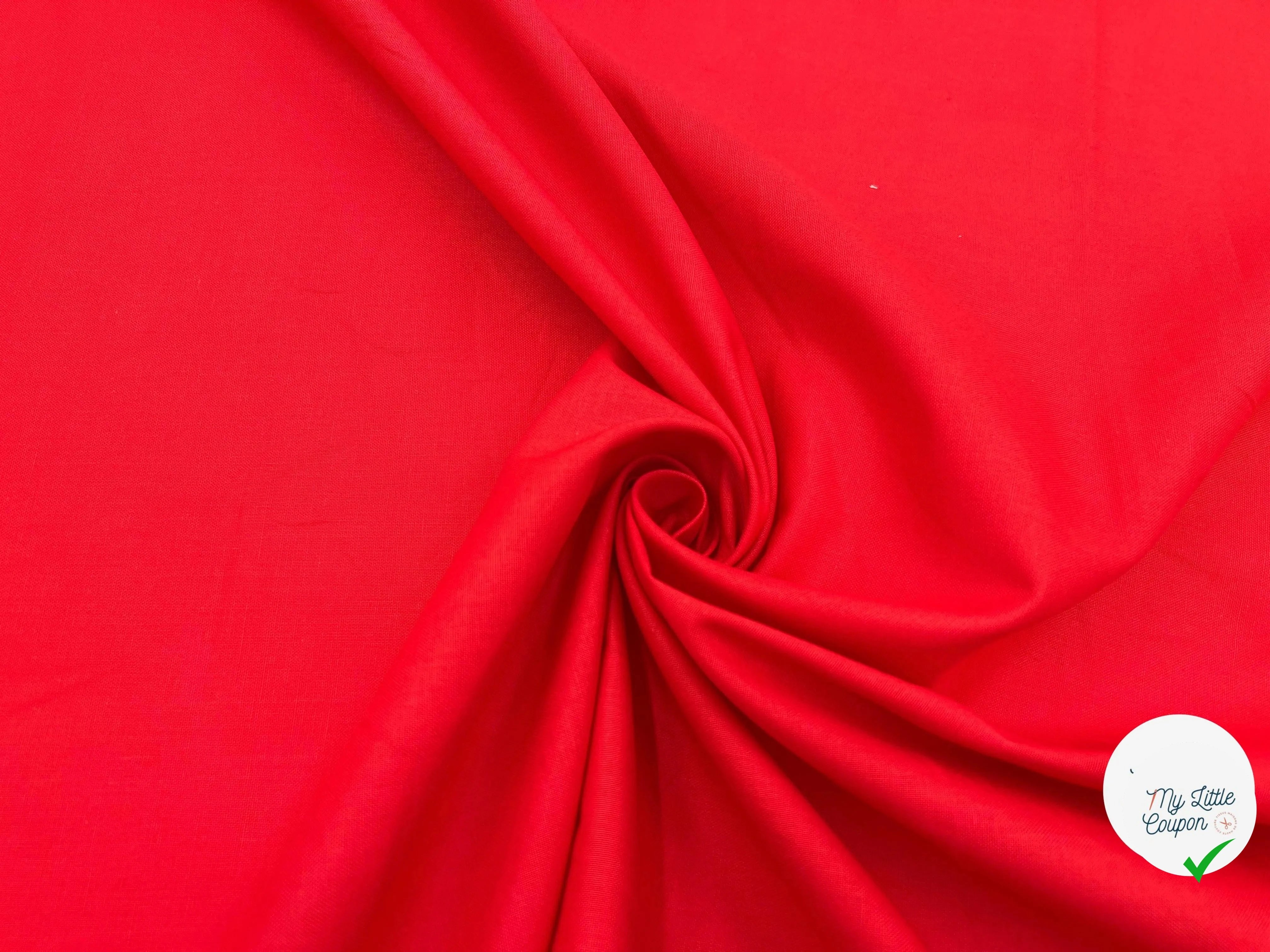 COTONNADE UNIE ROUGE - My Little Coupon - tissu - coudre