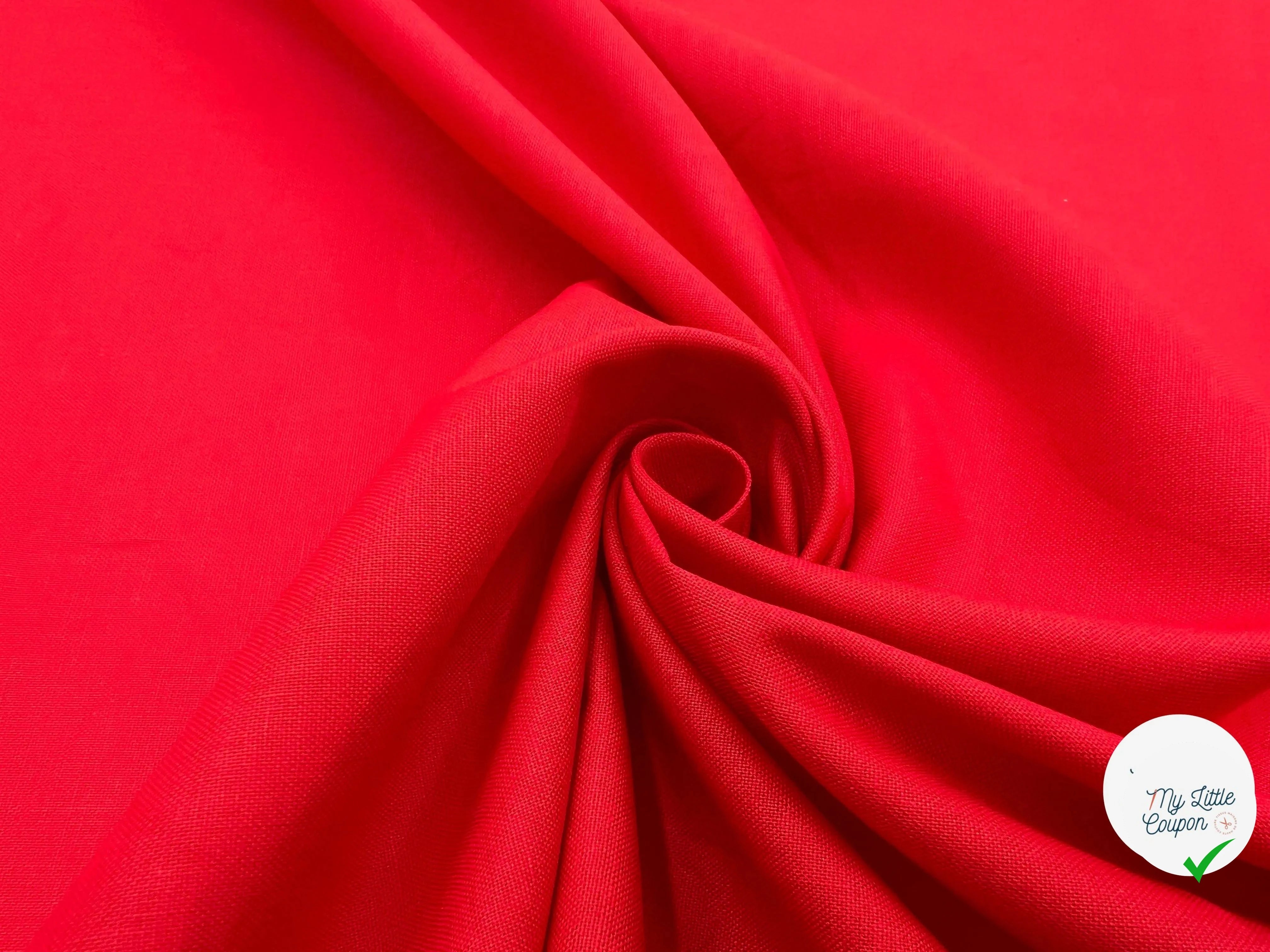 COTONNADE UNIE ROUGE - My Little Coupon - tissu - coudre