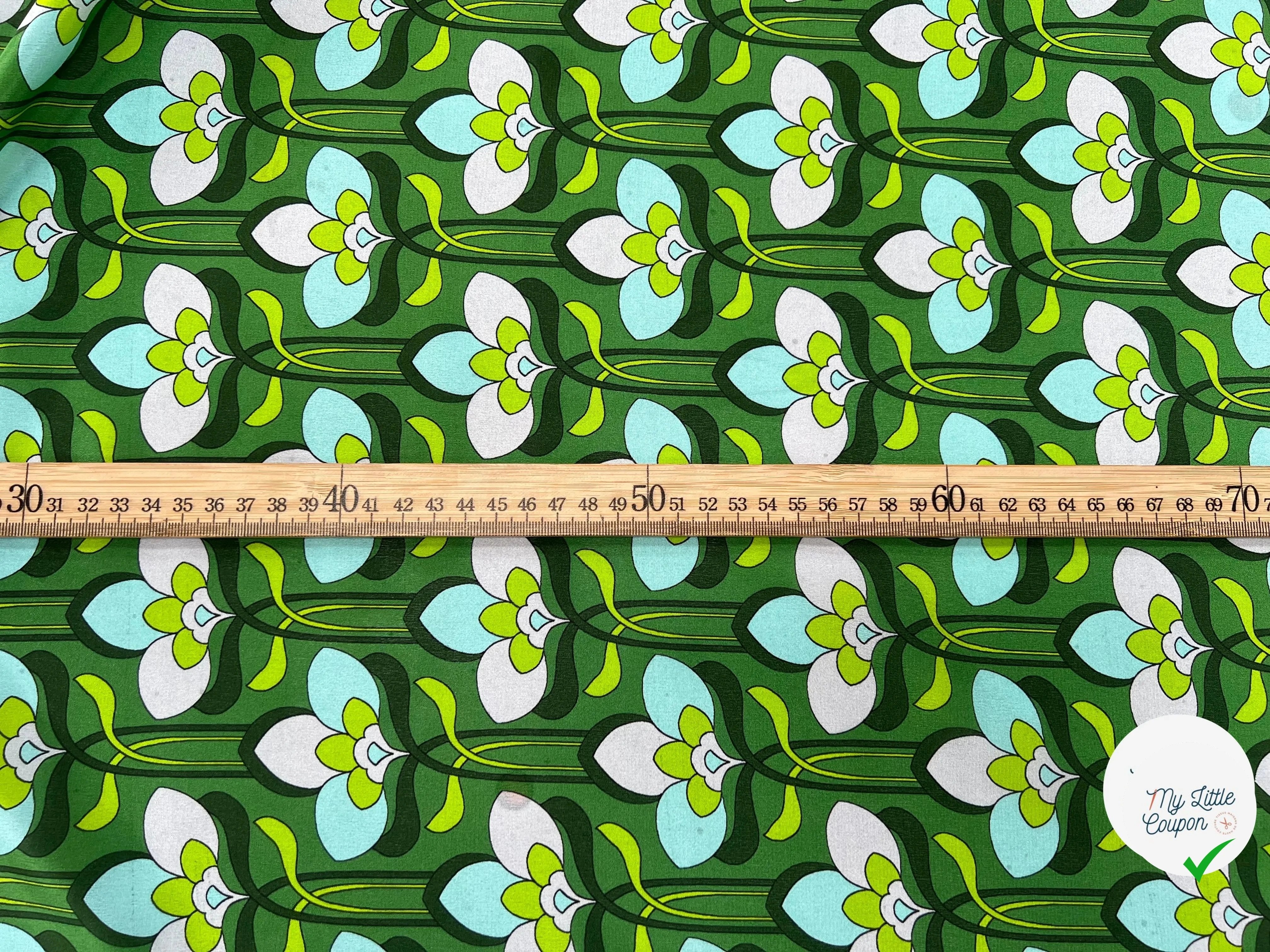 CREPE DE CHINE 100% SOIE FLEURS VERTES - My Little Coupon