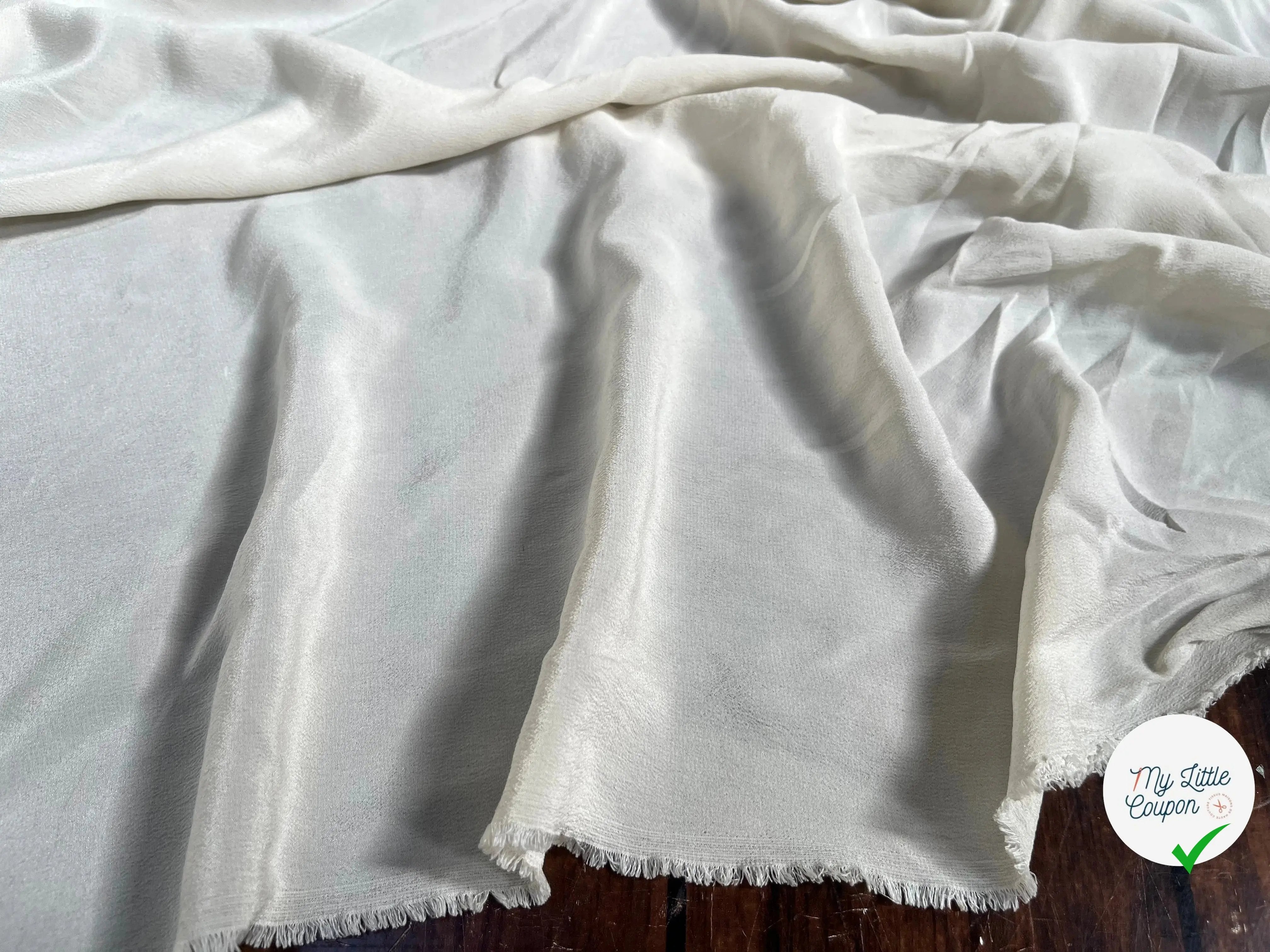 CREPE DE CHINE 100%SOIE UNI BLANC CASSÉ - My Little Coupon