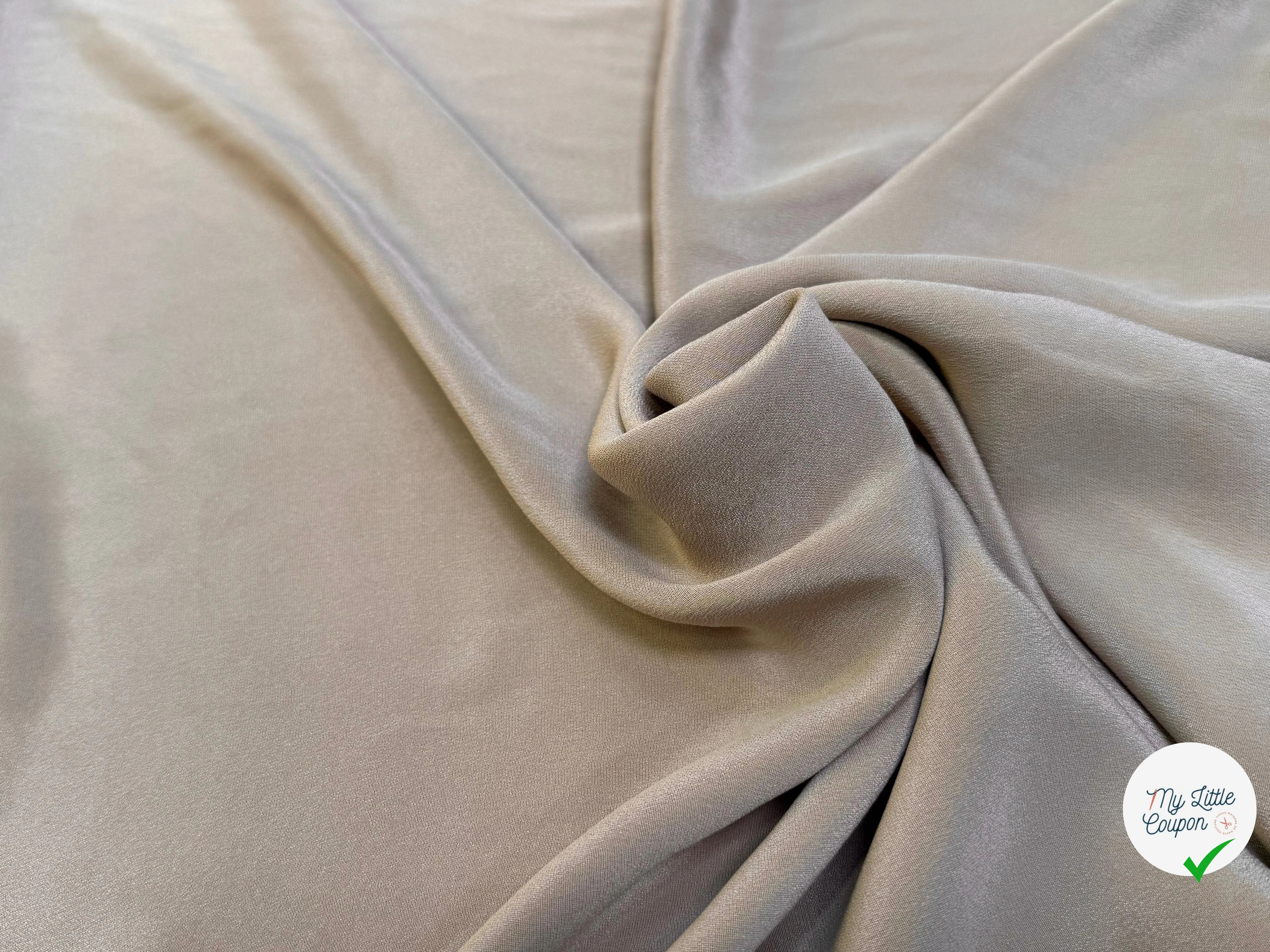 (Chute) CREPE DE SOIE FLUIDE STRETCH LÉGÈREMENT SATINÉ CAFÉ AU LAIT - My Little Coupon