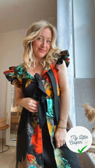 CREPE GAUFFRÉ NOIR PAPILLONS & FLEURS MLC INTERN