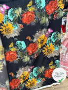 CREPE GAUFFRÉ NOIR PAPILLONS & FLEURS MLC INTERN