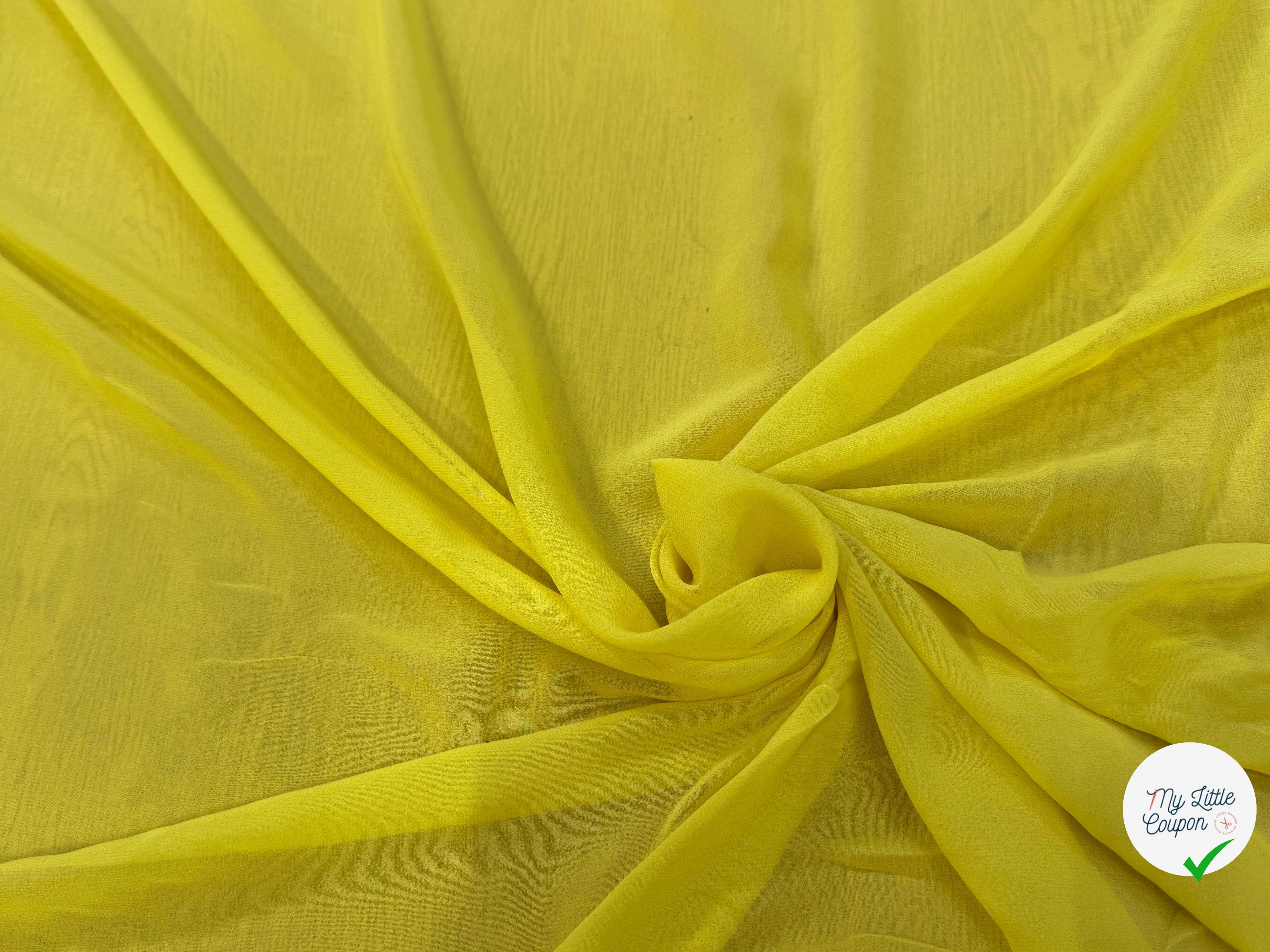 (Chute) CREPE GEORGETTE DE SOIE JAUNE MOYEN - My Little Coupon