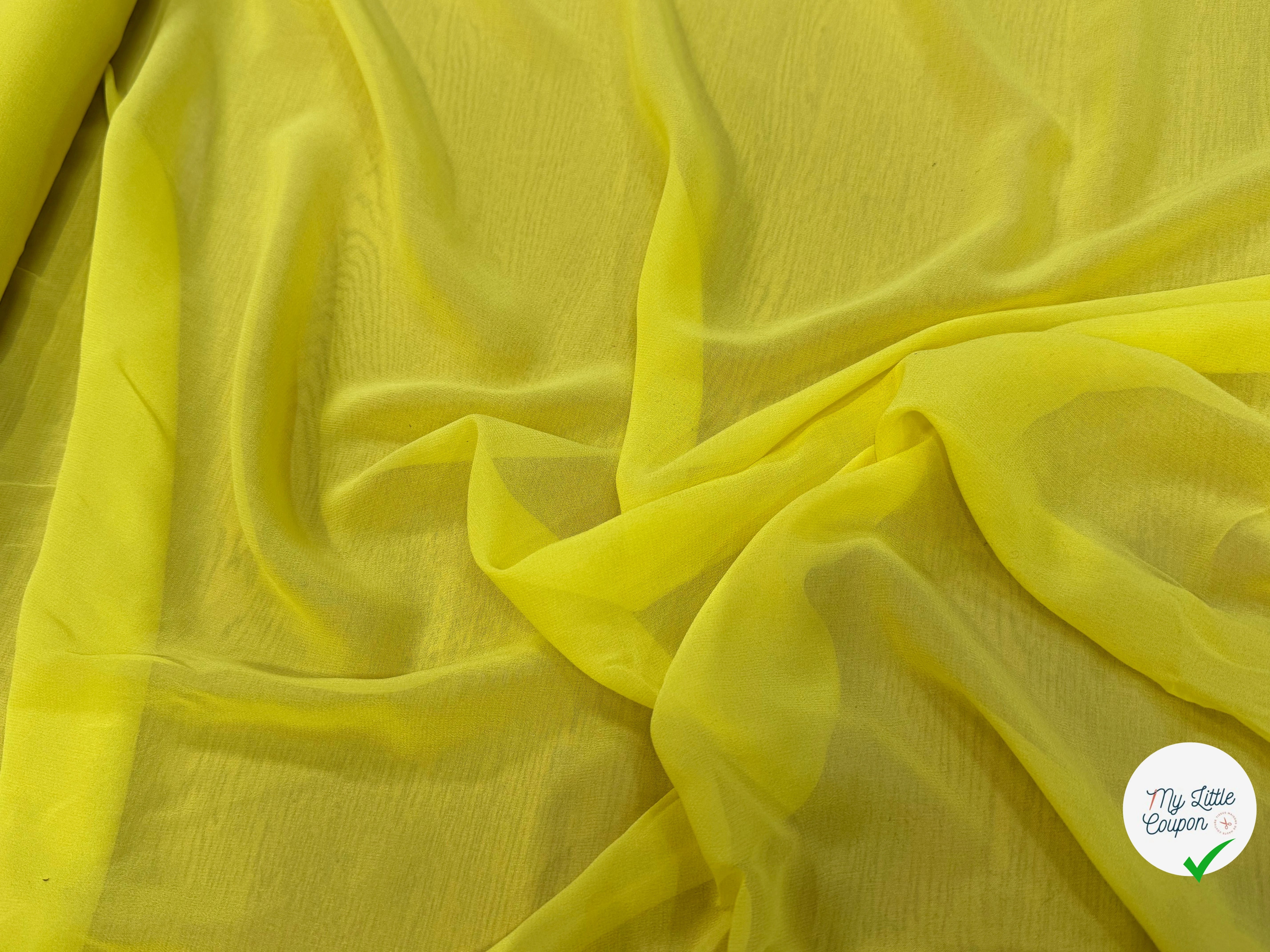 (Chute) CREPE GEORGETTE DE SOIE JAUNE MOYEN - My Little Coupon