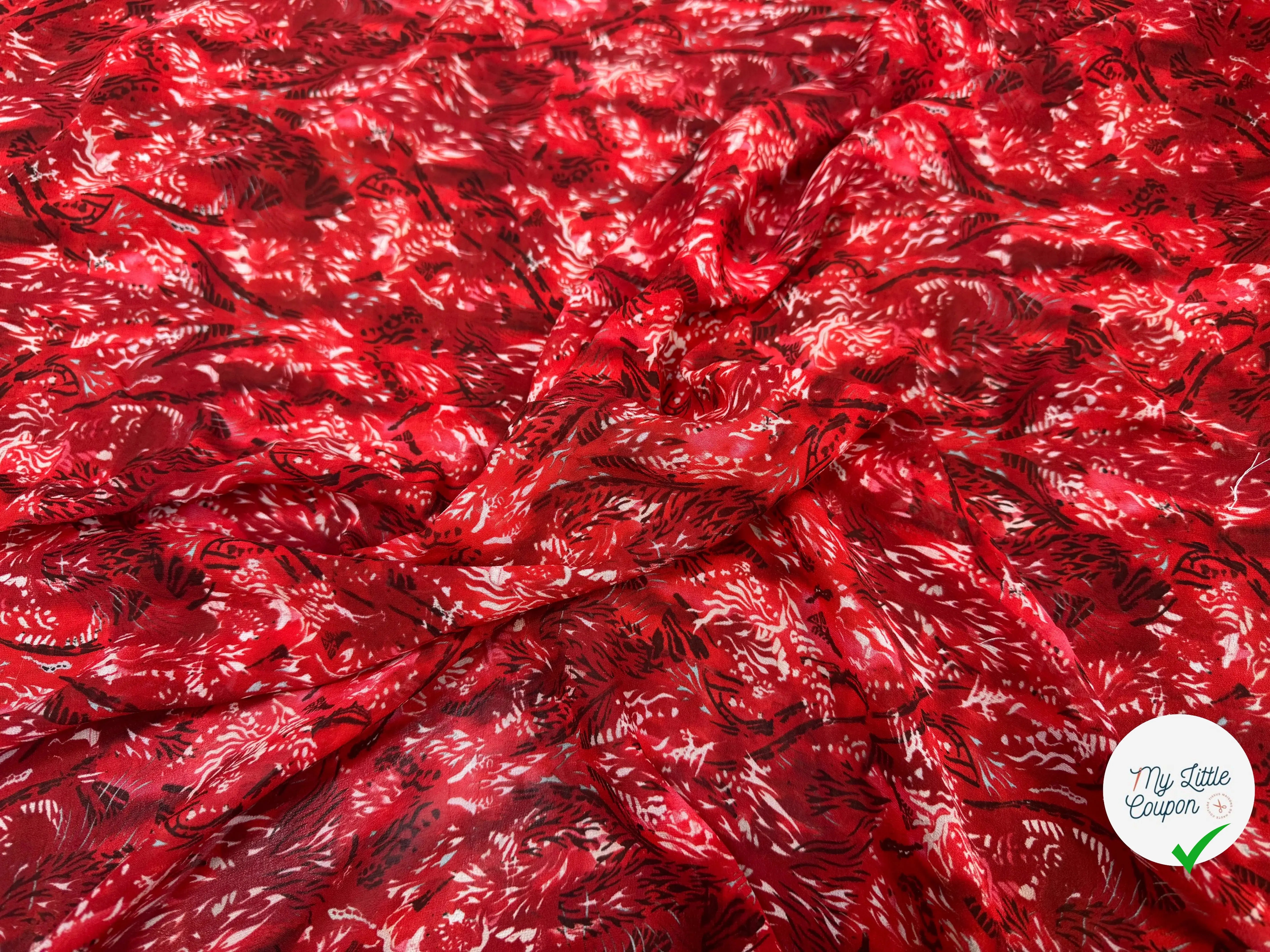 CREPE GEORGETTE DE SOIE RED SAVANA 100% SOIE - My Little Coupon