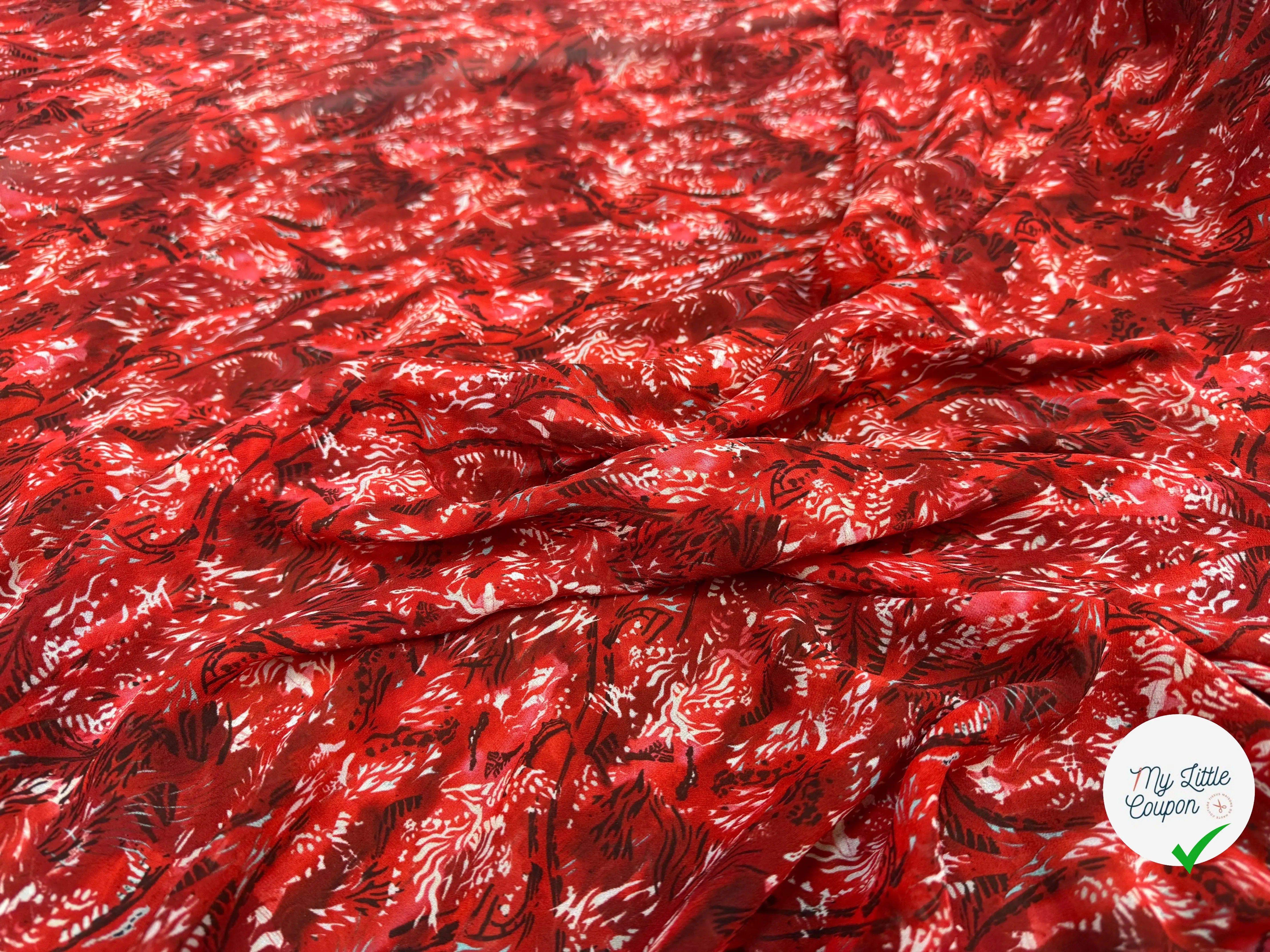 CREPE GEORGETTE DE SOIE RED SAVANA 100% SOIE - My Little Coupon