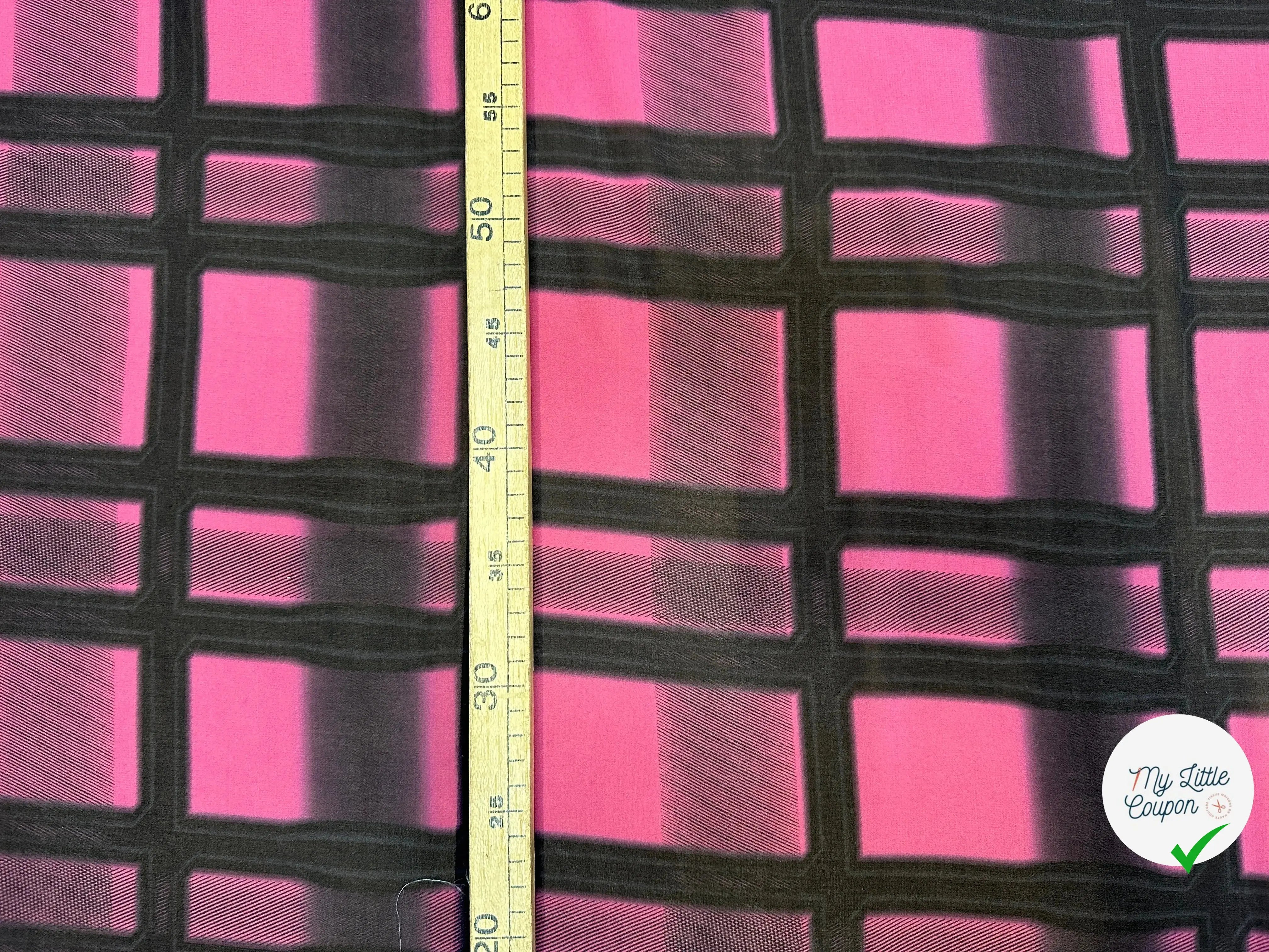 CREPE GEORGETTE QUADRILLÉ ROSE AMOUR TOXIC - My Little Coupon