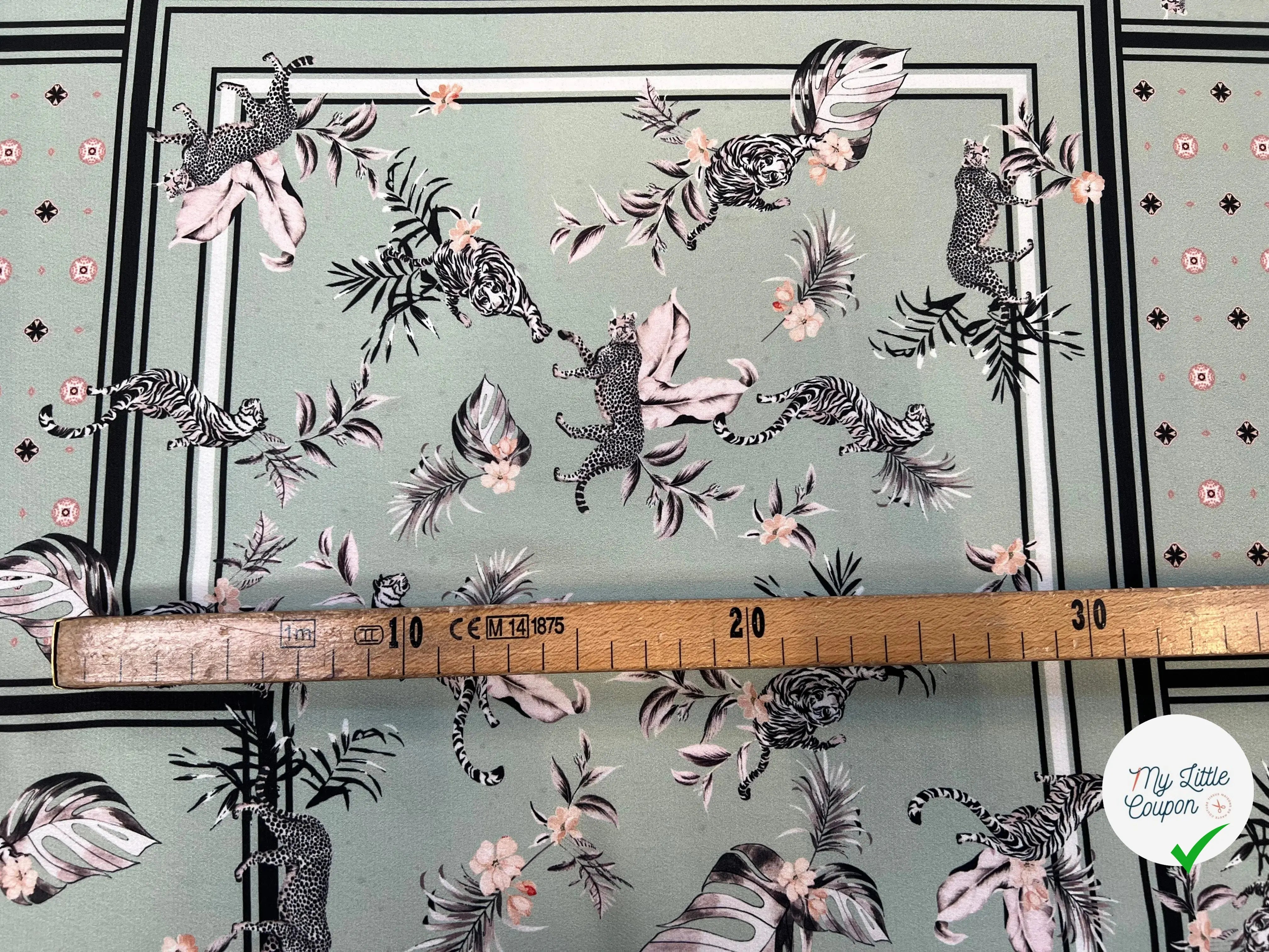 CREPE LEGEREMENT SATINÉ CARRELLI E FOGLIE D'AUTUNNO SAVAGE MSO