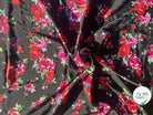 CRÊPE MAROCAIN 100% VISCOSE BOUQUET PASSIONNÉ FOND NOIR MLC INTERN