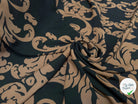 CRÊPE POLYESTER MOTIF FEUILLAGE VERT ET MARRON - My Little Coupon