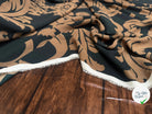 CRÊPE POLYESTER MOTIF FEUILLAGE VERT ET MARRON - My Little Coupon