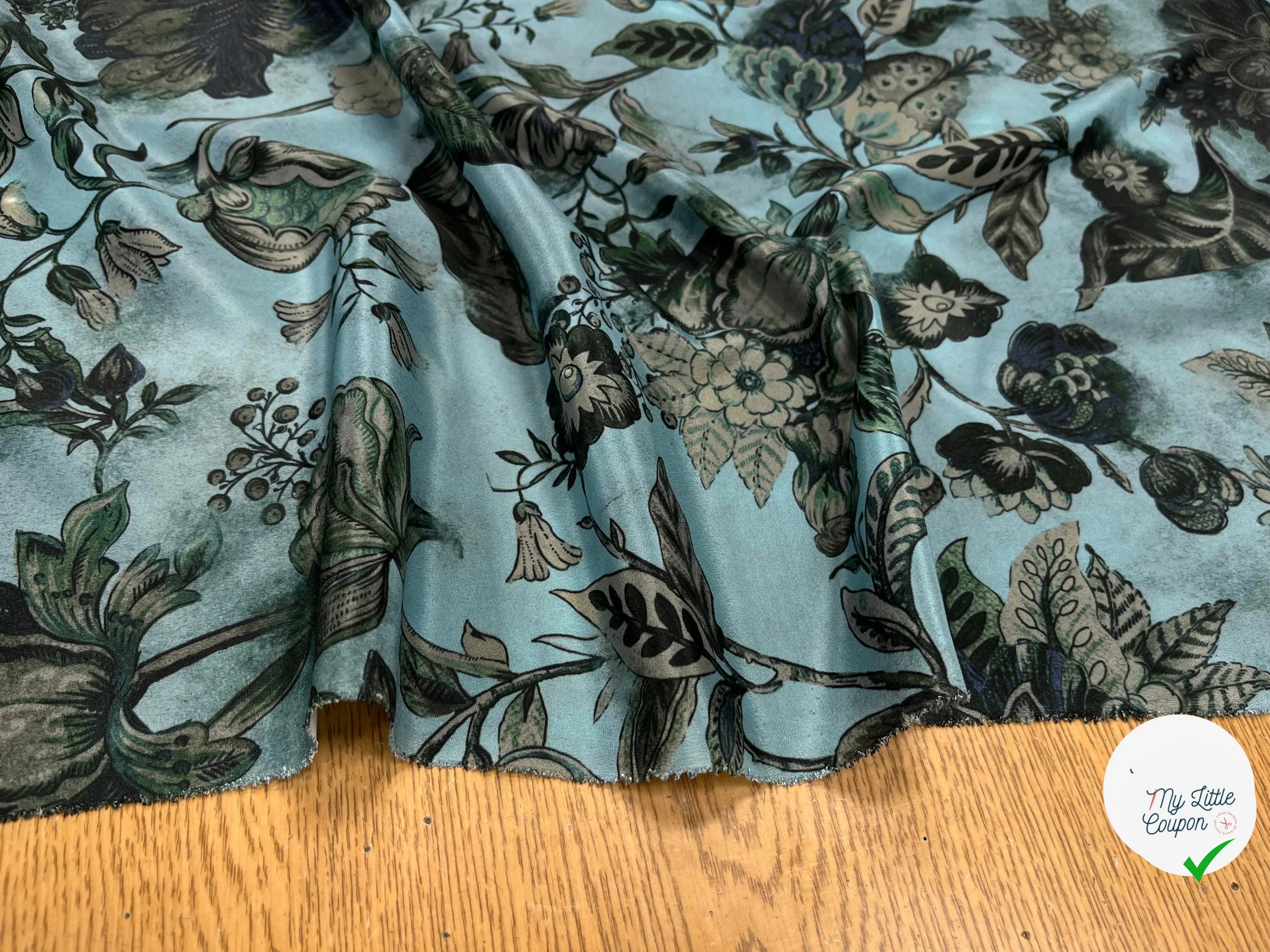 CRÊPE SATINÉ POLYESTER BLEU&VERT - My Little Coupon