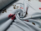 CRÊPE VISCOSE FOND BLEU MOTIFS FLEURS - My Little Coupon