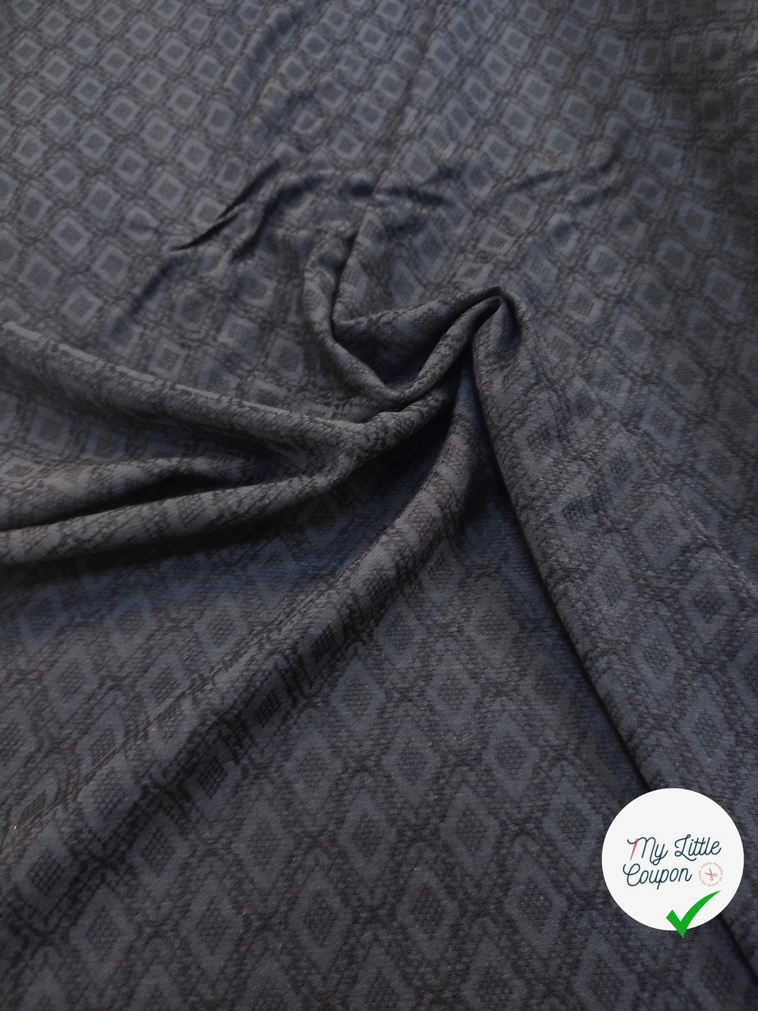 CRÊPE VISCOSE LOURD JACQUARD NAVY - My Little Coupon