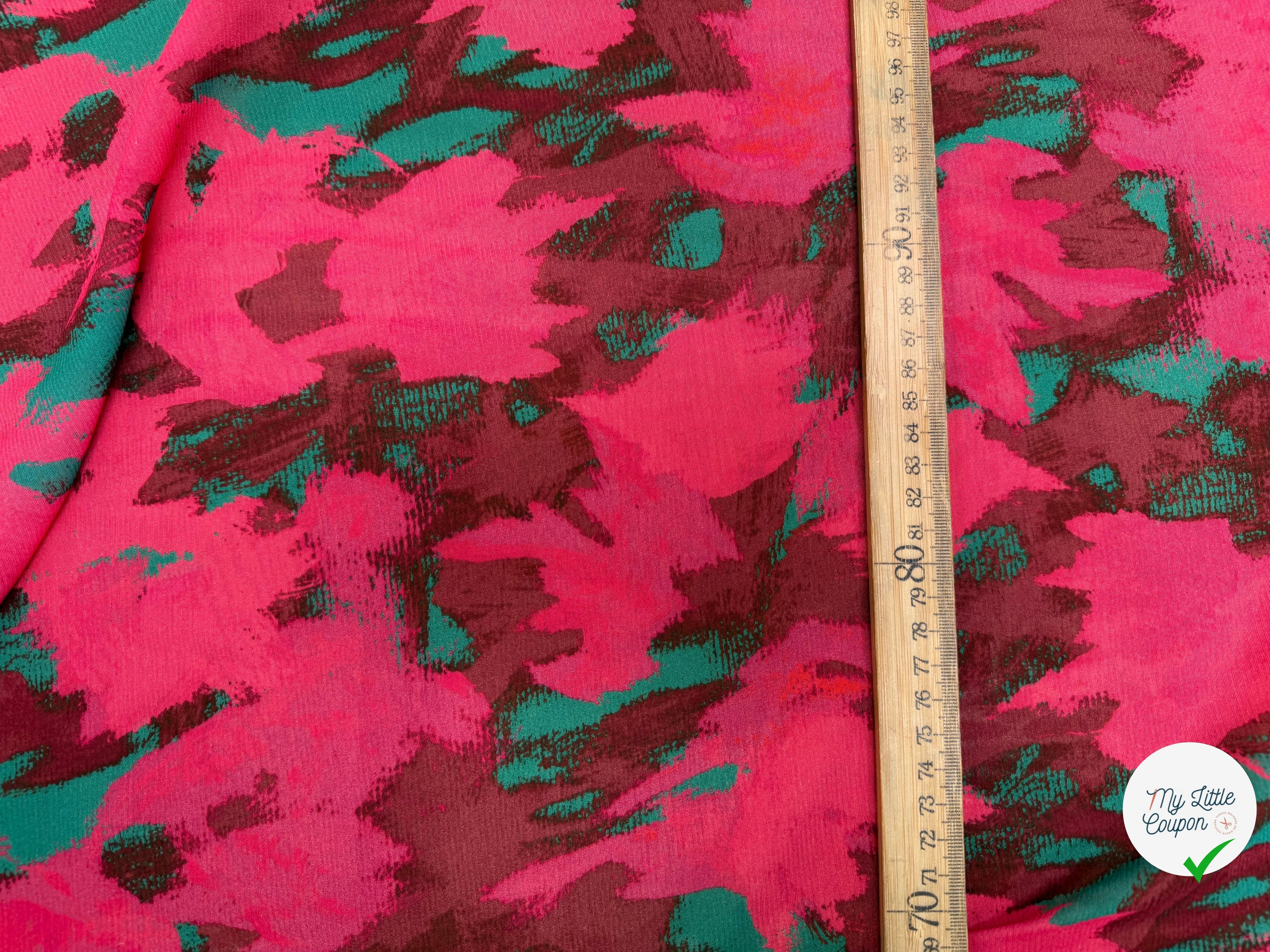CREPE VISCOSE SOIE ROSE VERT SILK ERABLES - My Little Coupon