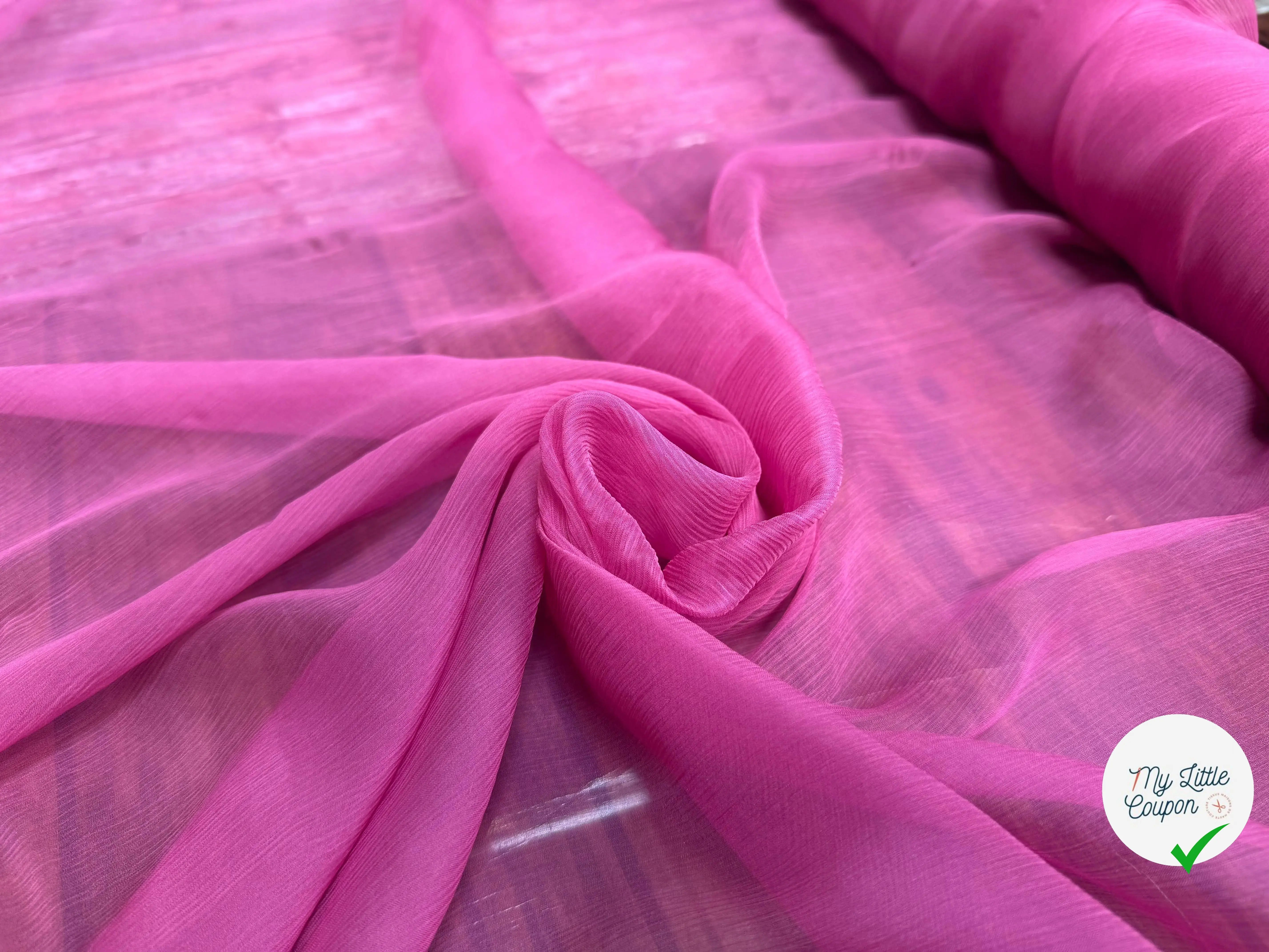 CREPON DE SOIE EFFET PLISSÉ ROSE UNI - My Little Coupon