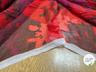 CRÉPON DE SOIE VIOLET ROUGE, NOIR MOTIFS FEUILLAGES - My Little Coupon