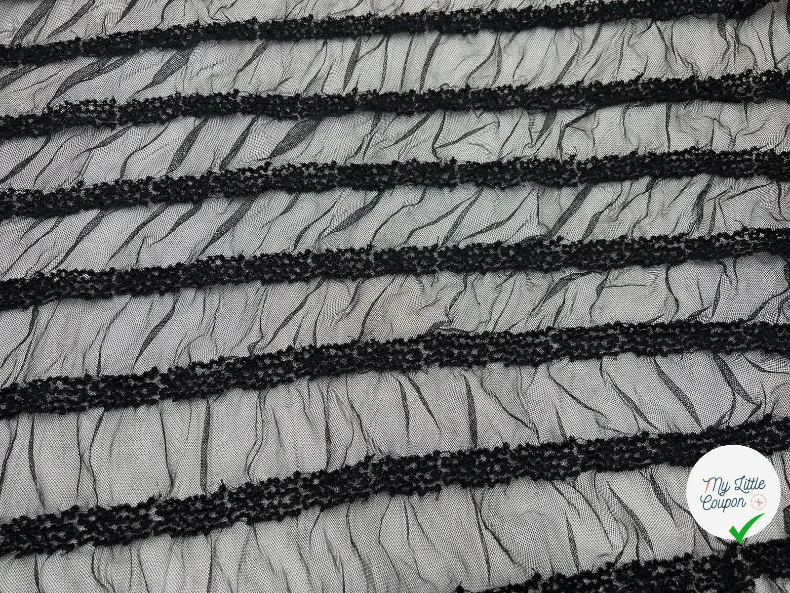 DENTELLE FROU FROU STRIPES FESTONNÉS NOIR - My Little Coupon - tissu - coudre