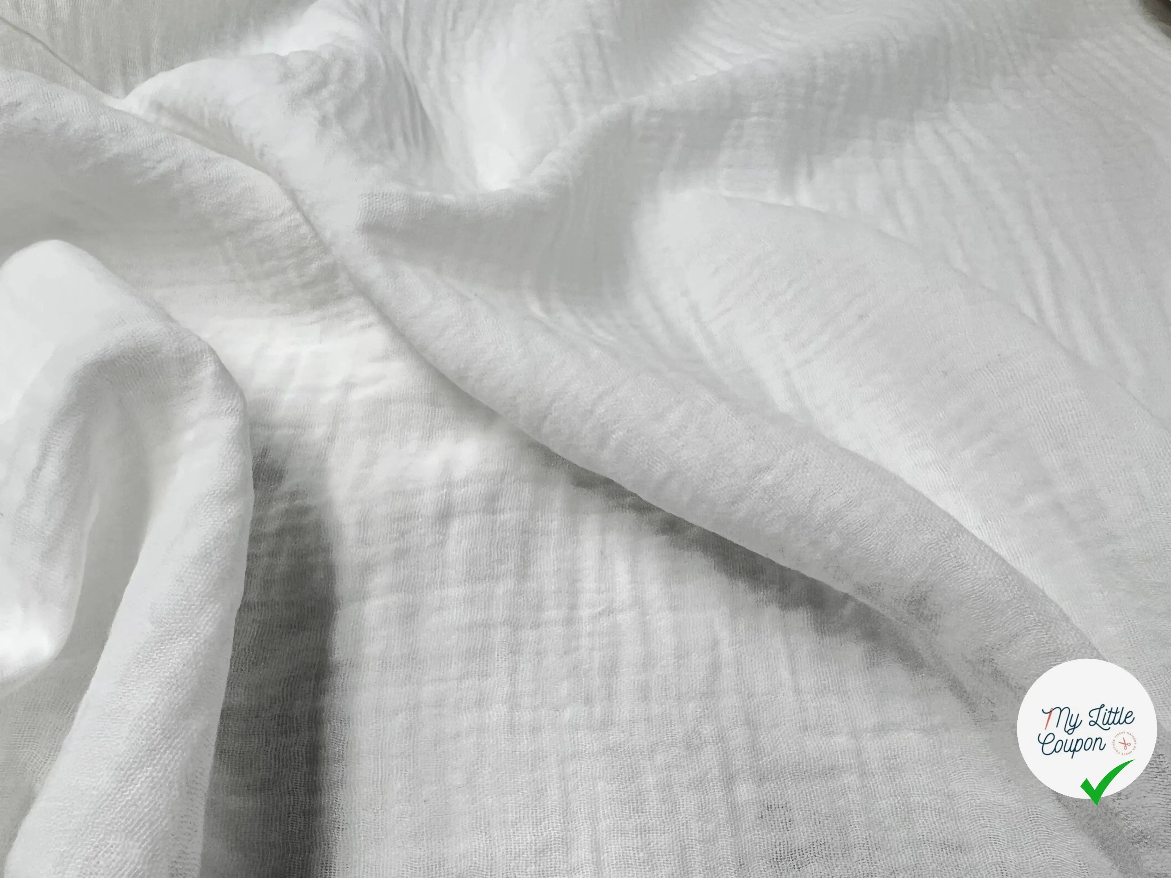 DOUBLE GAZE COTON BLANC OPTIQUE - My Little Coupon - tissu - coudre