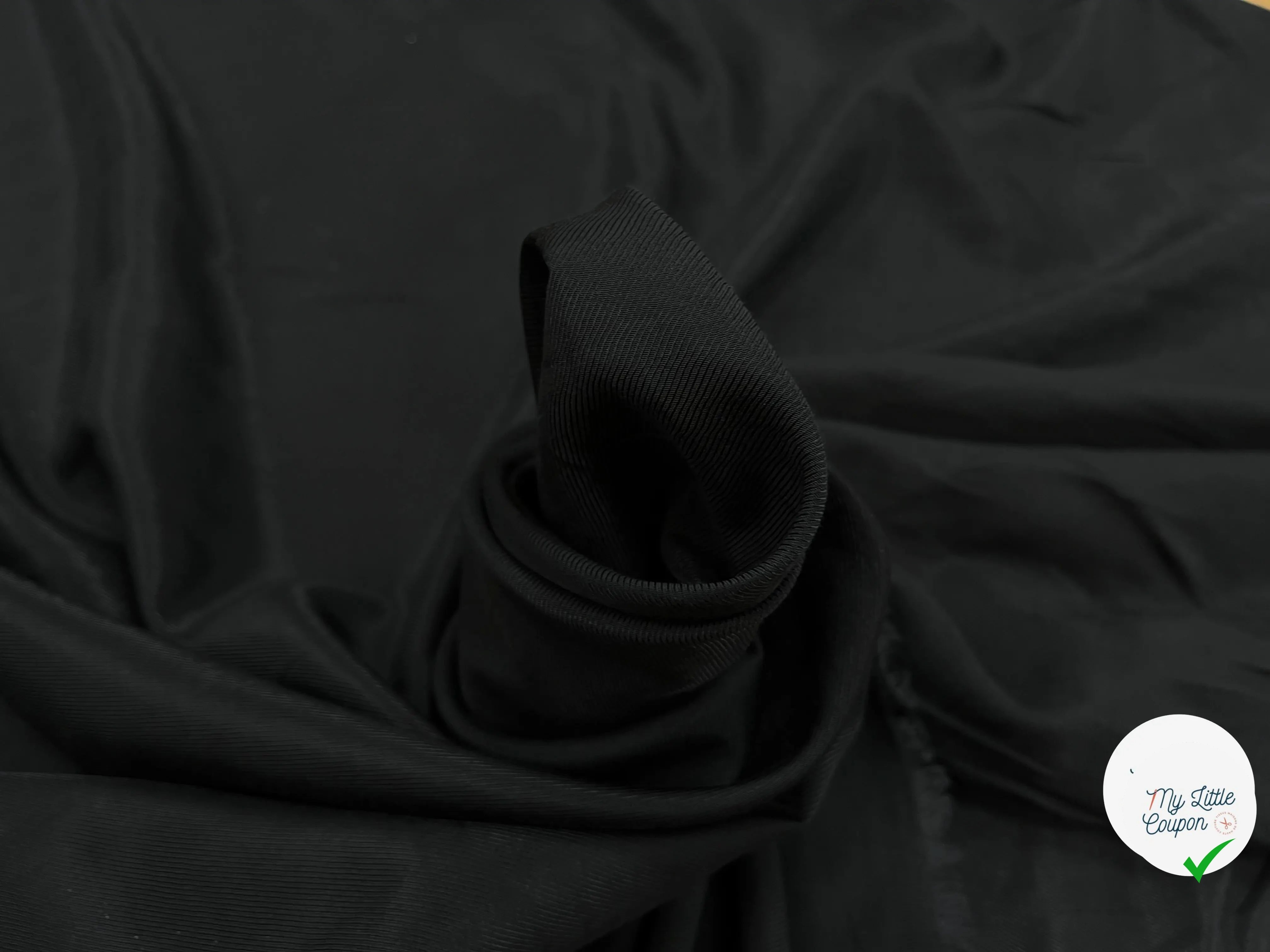 DOUBLURE VISCOSE SERGÉE UNI NOIR FINE RAYURE LISSE - My Little Coupon