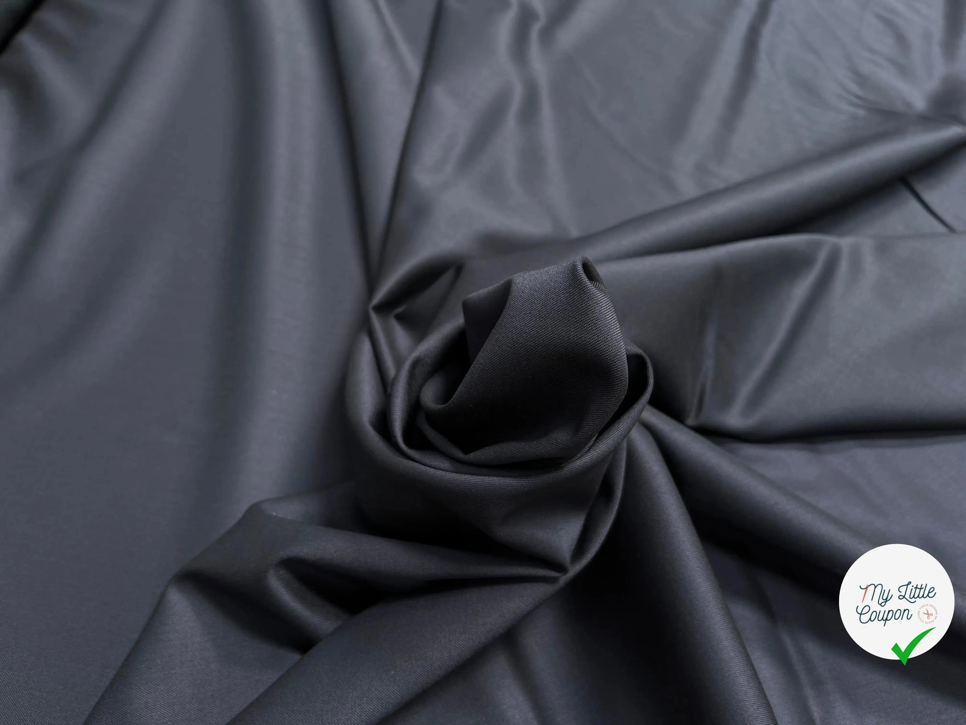 DRAPERIE 100% LAINEBLEU MARINE ENVERS NOIR UNI - My Little Coupon