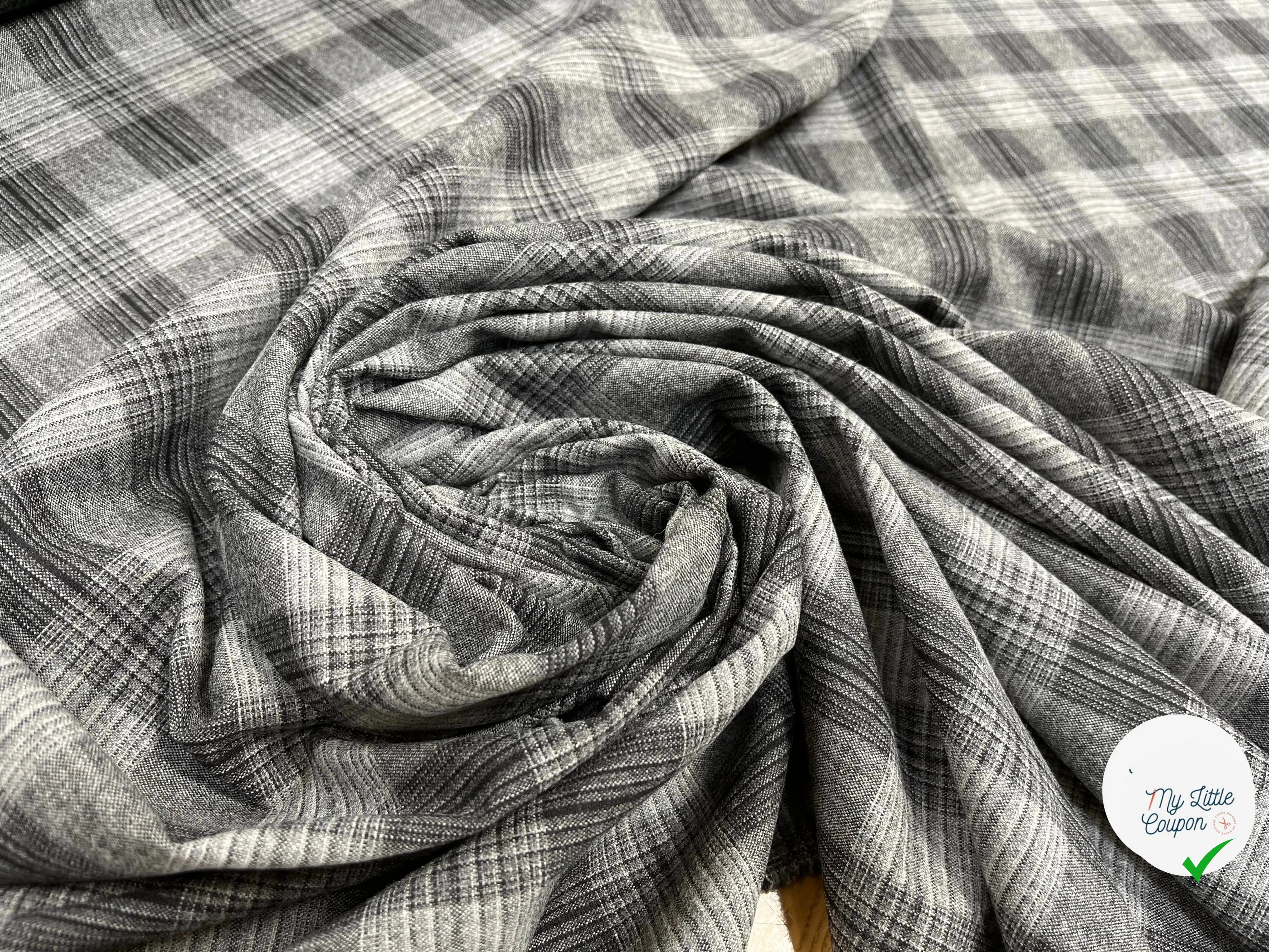 DRAPERIE FLANELLE MOTIF PRINCE DE GALLES GRIS - My Little Coupon