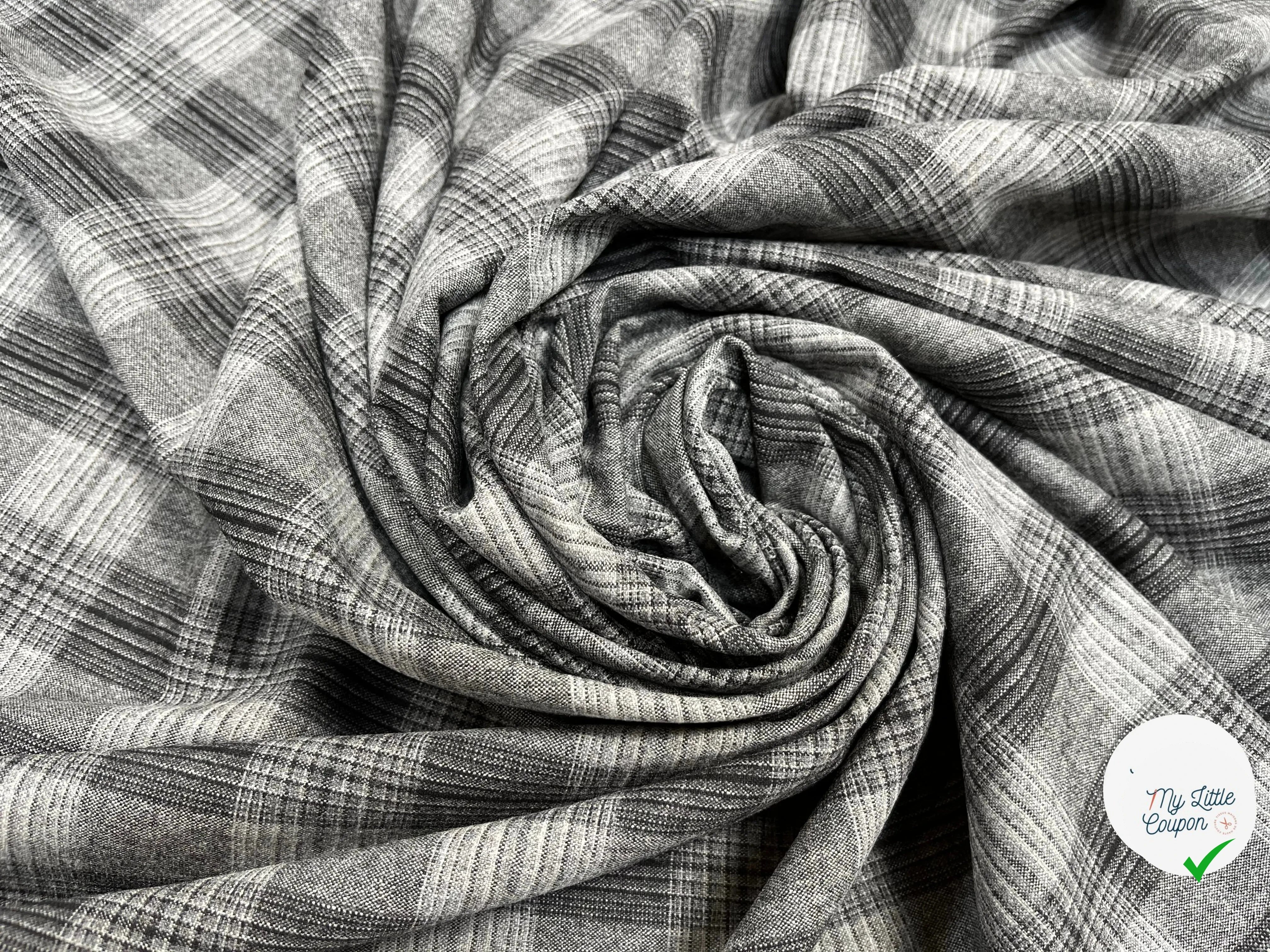 DRAPERIE FLANELLE MOTIF PRINCE DE GALLES GRIS - My Little Coupon