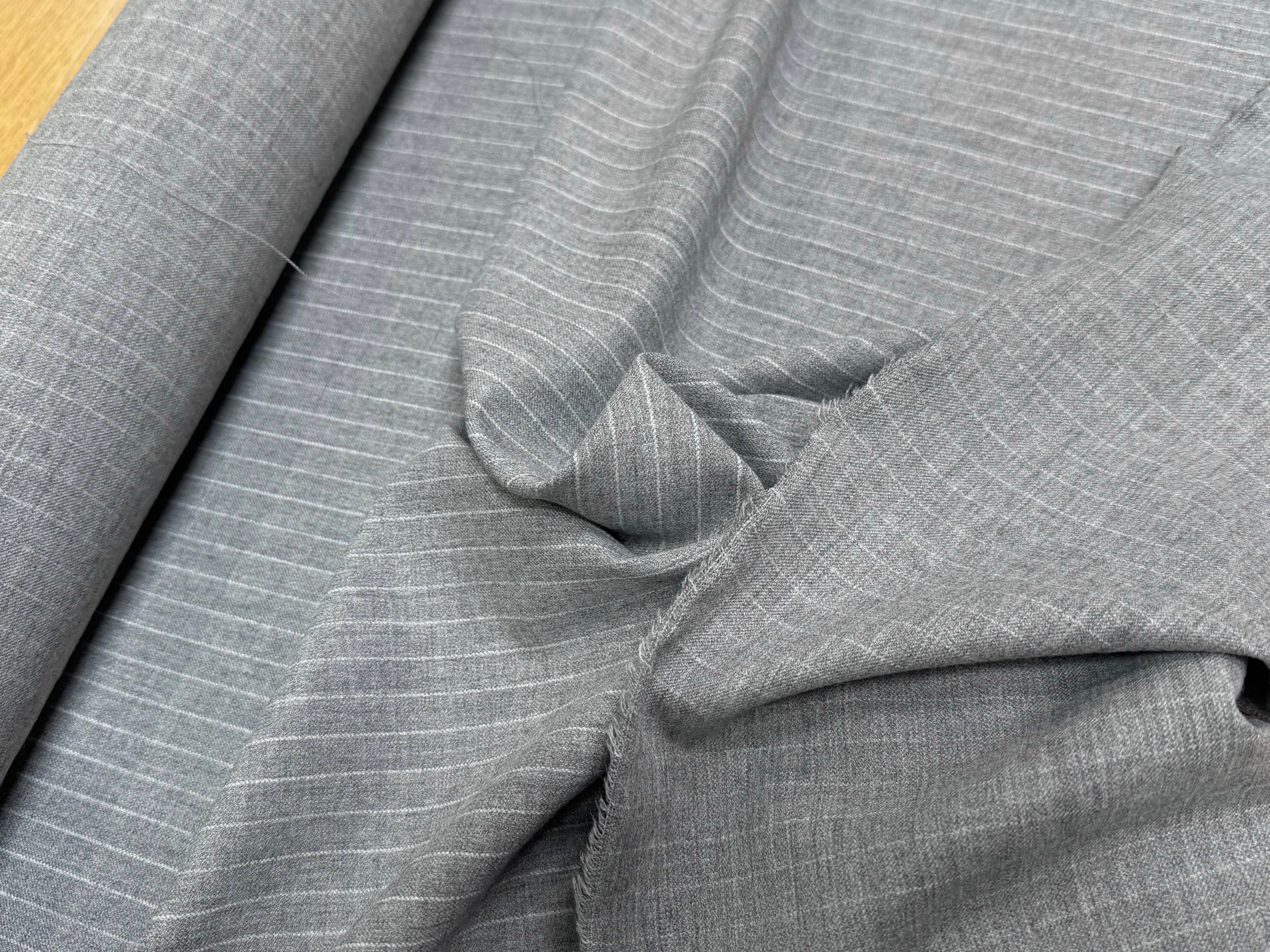 DRAPERIE POLYVISCOSE LAINE STRETCH GRIS RAYÉ - My Little Coupon