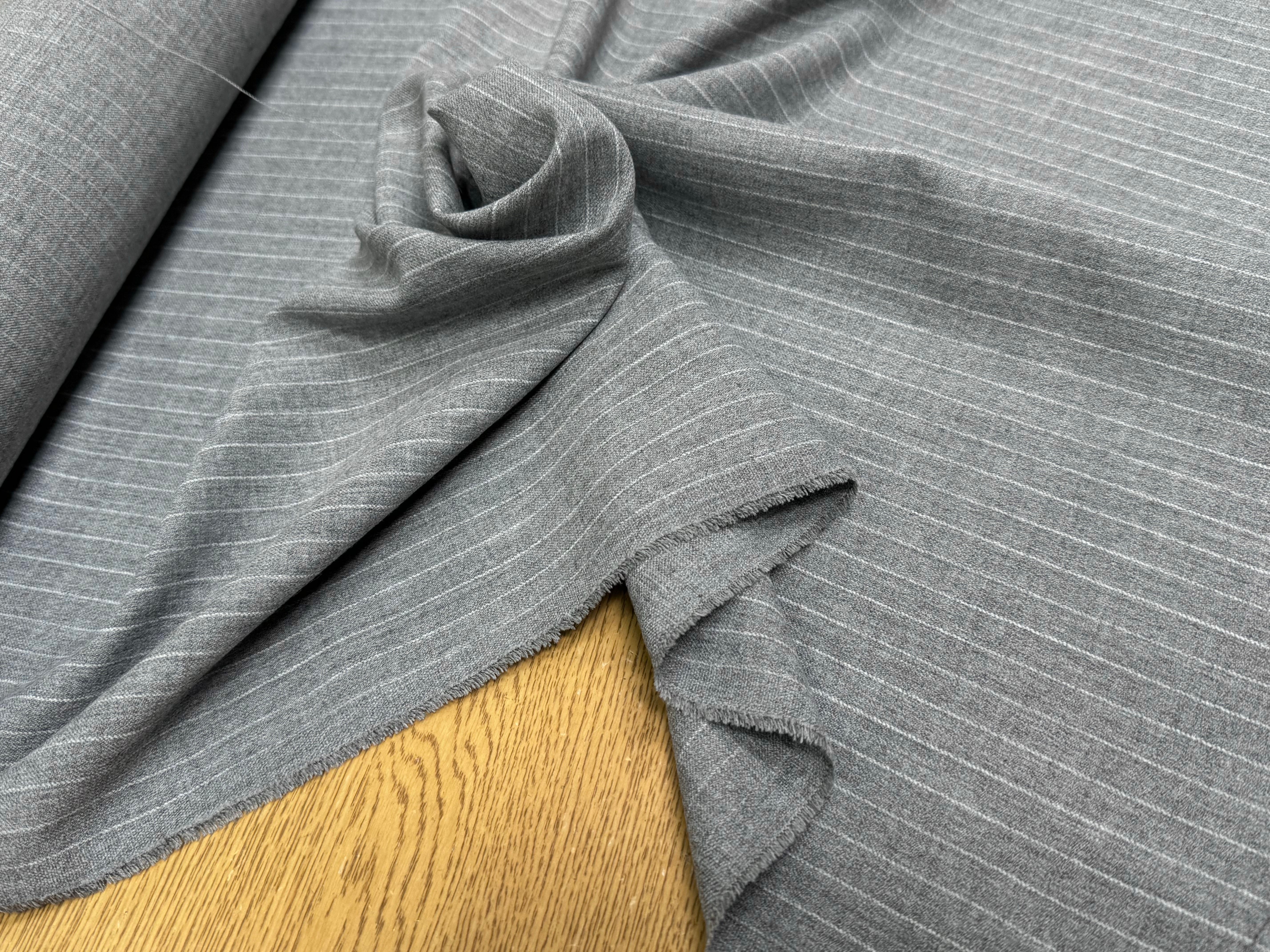 DRAPERIE POLYVISCOSE LAINE STRETCH GRIS RAYÉ - My Little Coupon