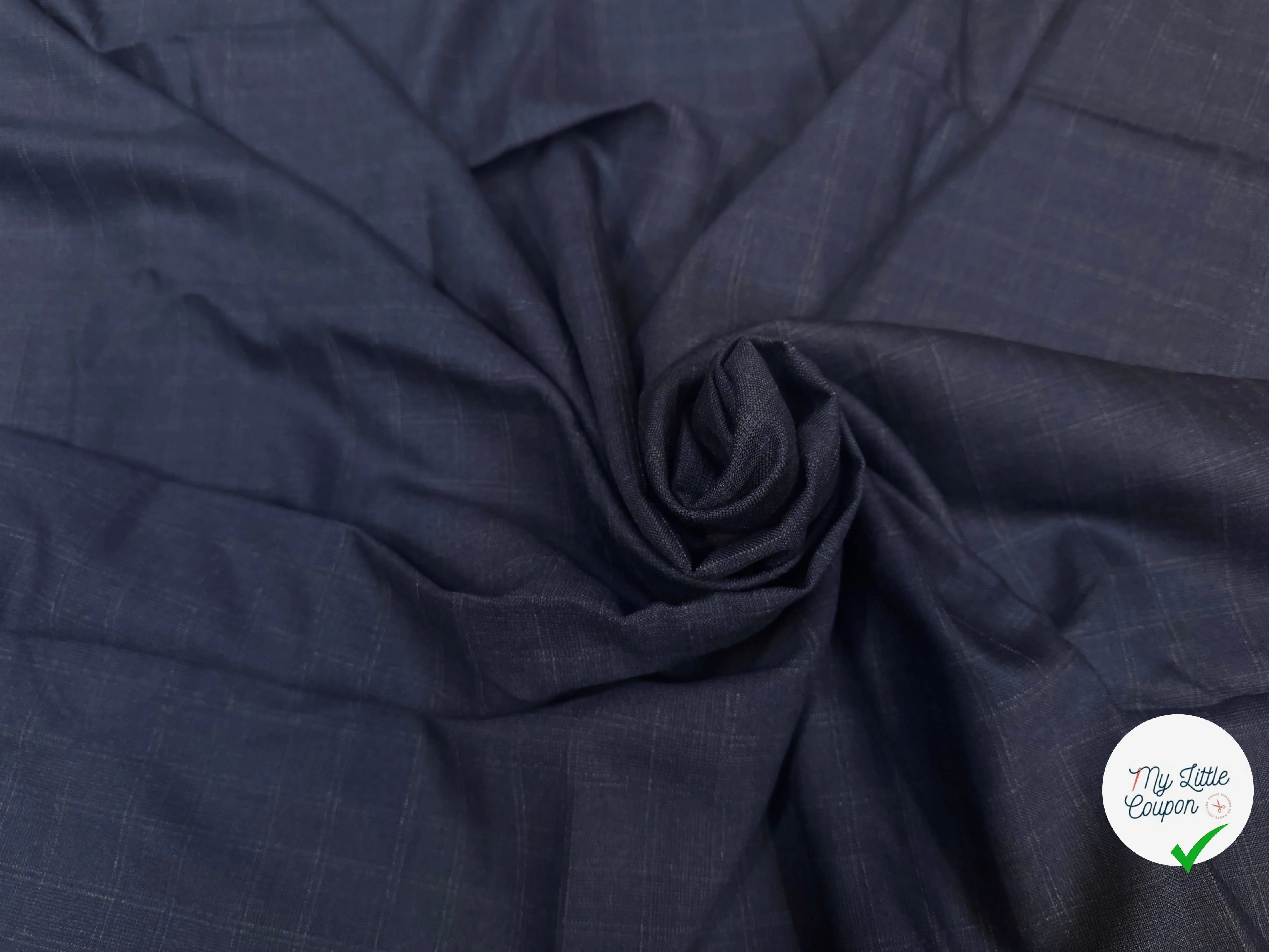 (Chute) DRAPERIE VITALE BARBERIS 100% LAINE CARREAUX CREAM FOND NAVY - My Little Coupon