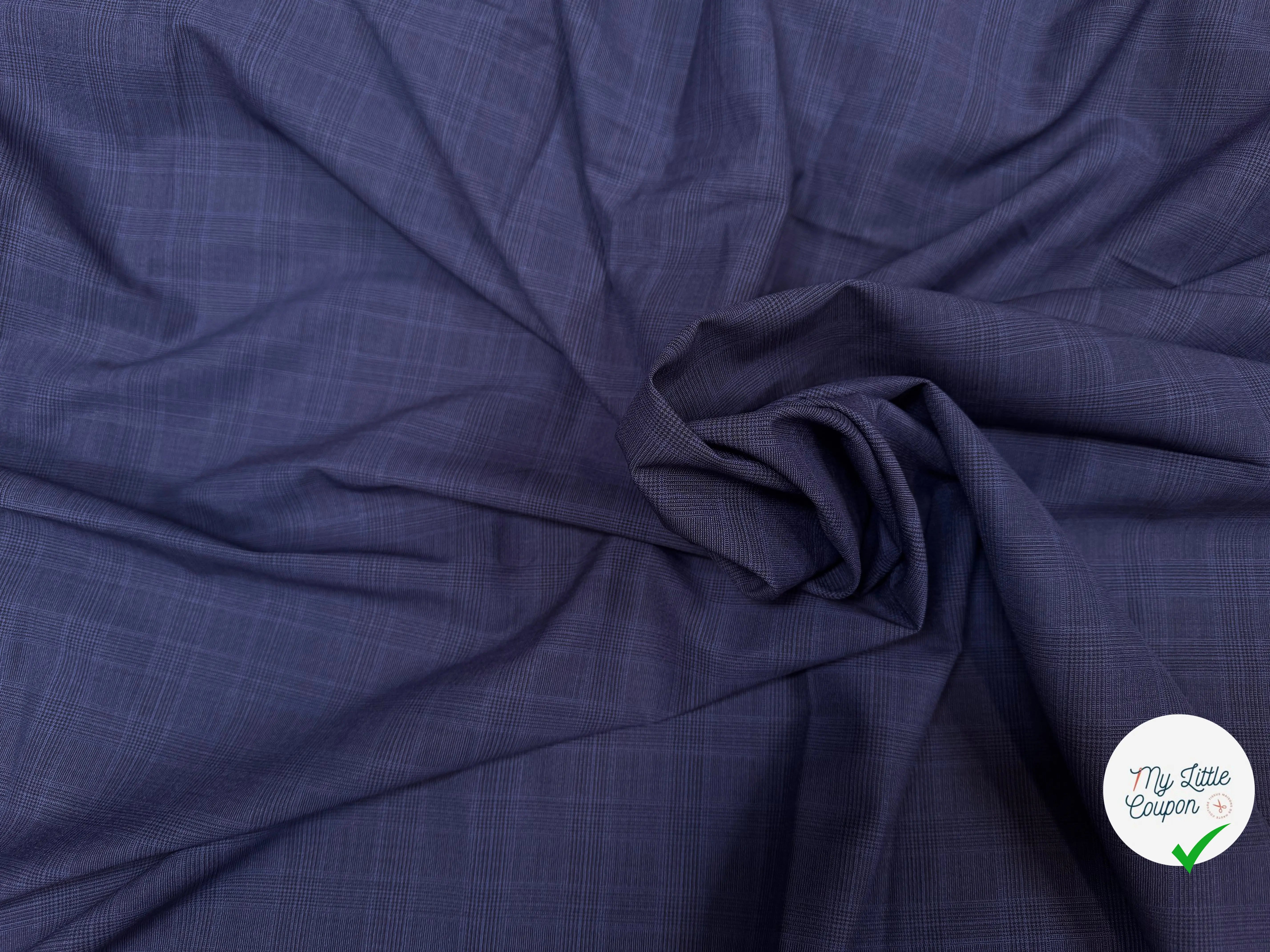 (Chute) DRAPERIE VITALE BARBERIS 100% LAINE PRINCE DE GALLES BLEU - My Little Coupon