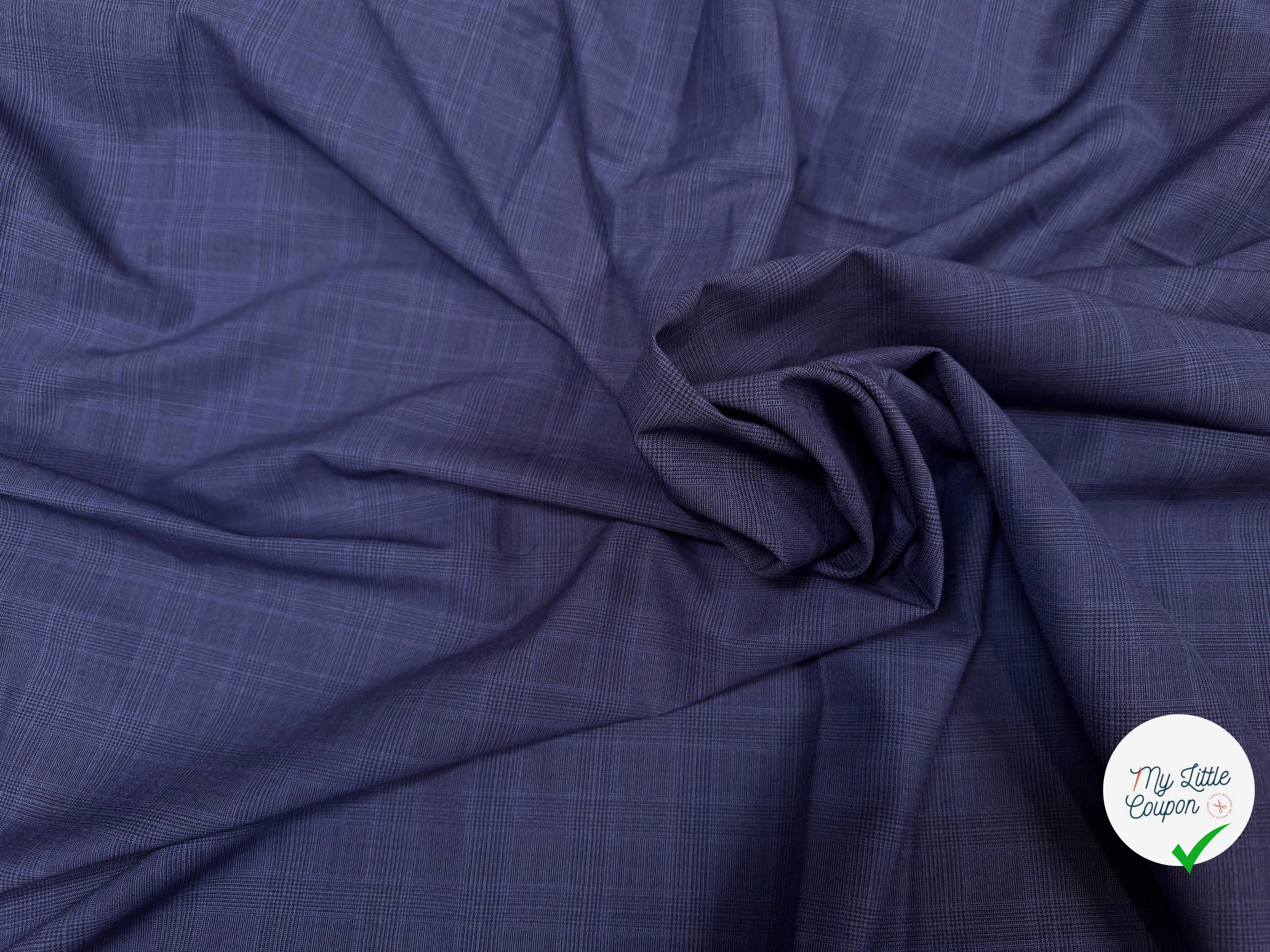 (Chute) DRAPERIE VITALE BARBERIS 100% LAINE PRINCE DE GALLES BLEU - My Little Coupon