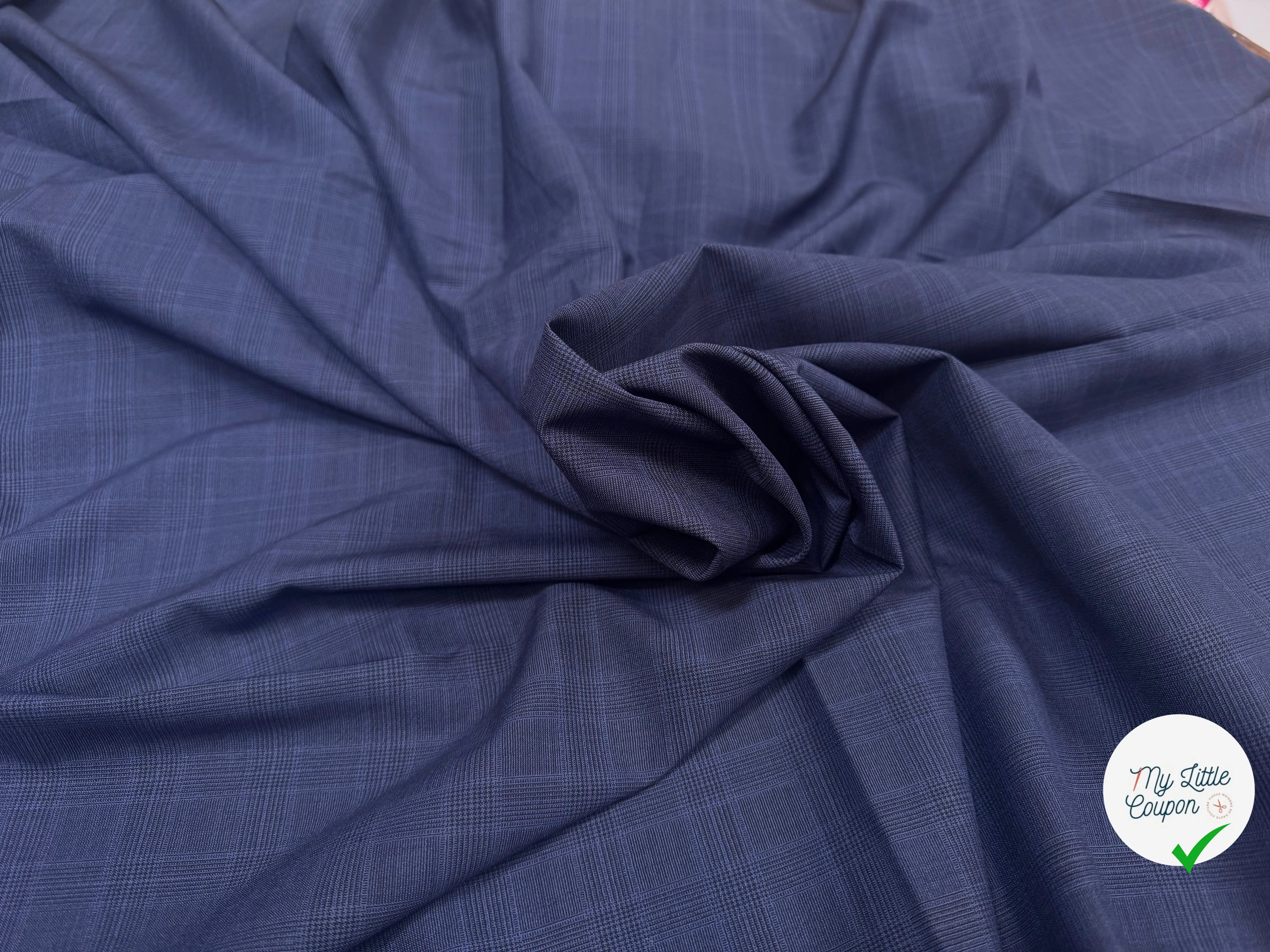 (Chute) DRAPERIE VITALE BARBERIS 100% LAINE PRINCE DE GALLES BLEU - My Little Coupon